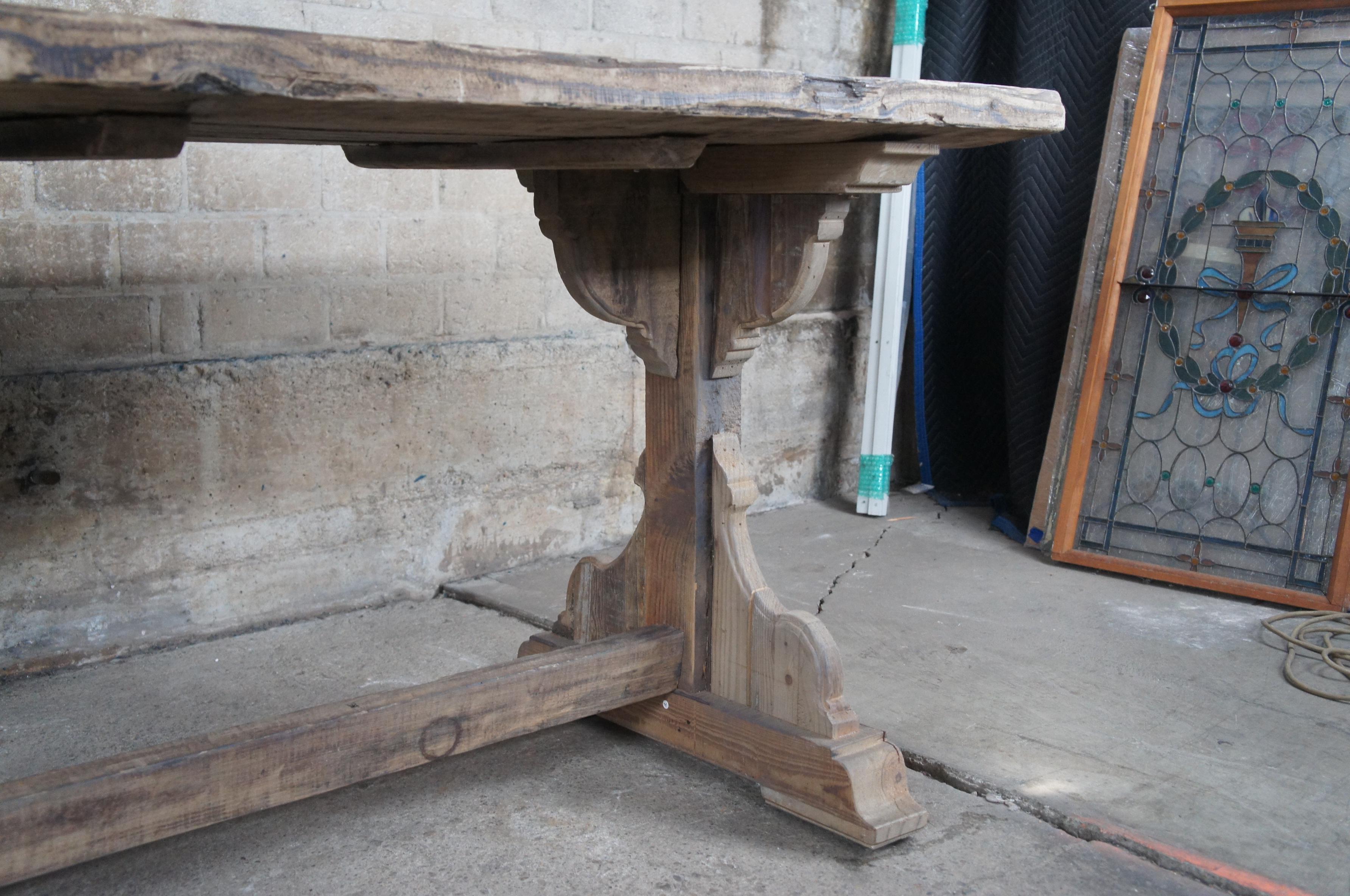 Rustic Old World Antique Reclaimed European Pine Tavern Refectory Dining Table In Good Condition In Dayton, OH