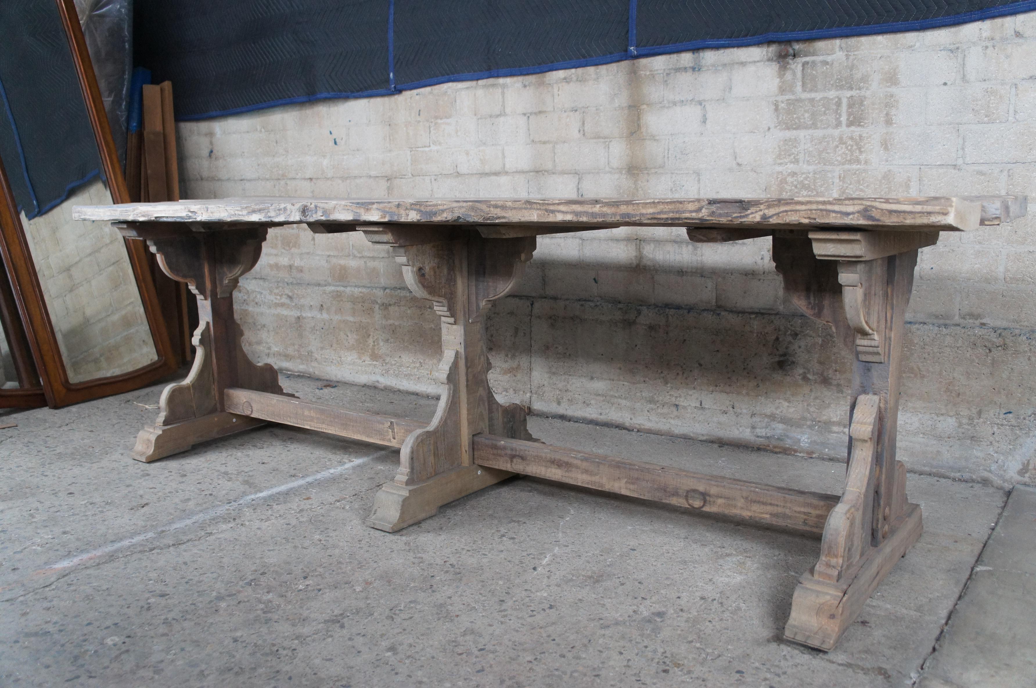 20th Century Rustic Old World Antique Reclaimed European Pine Tavern Refectory Dining Table