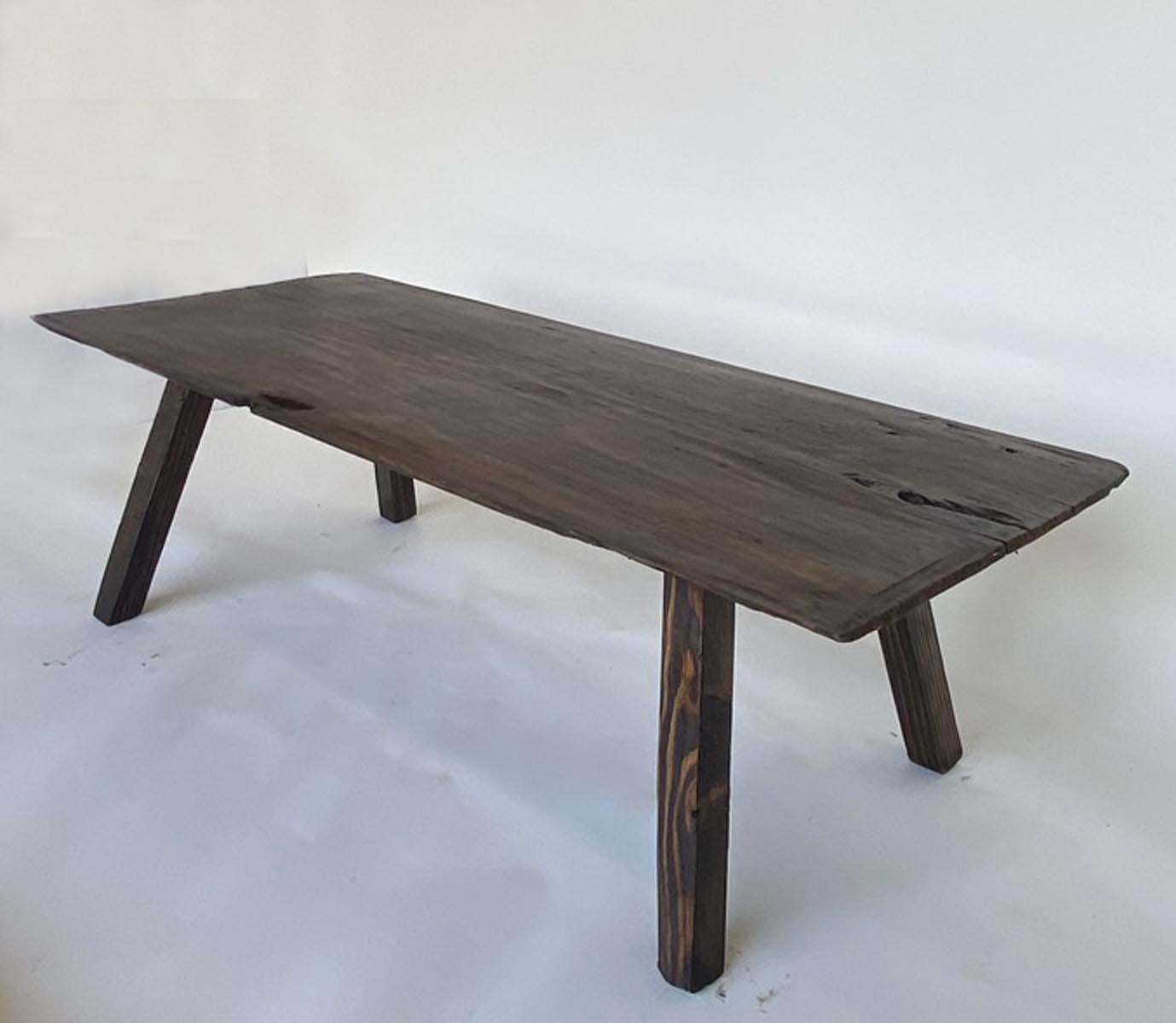 Rustic One Wide Board Coffee Table In Good Condition In Los Angeles, CA