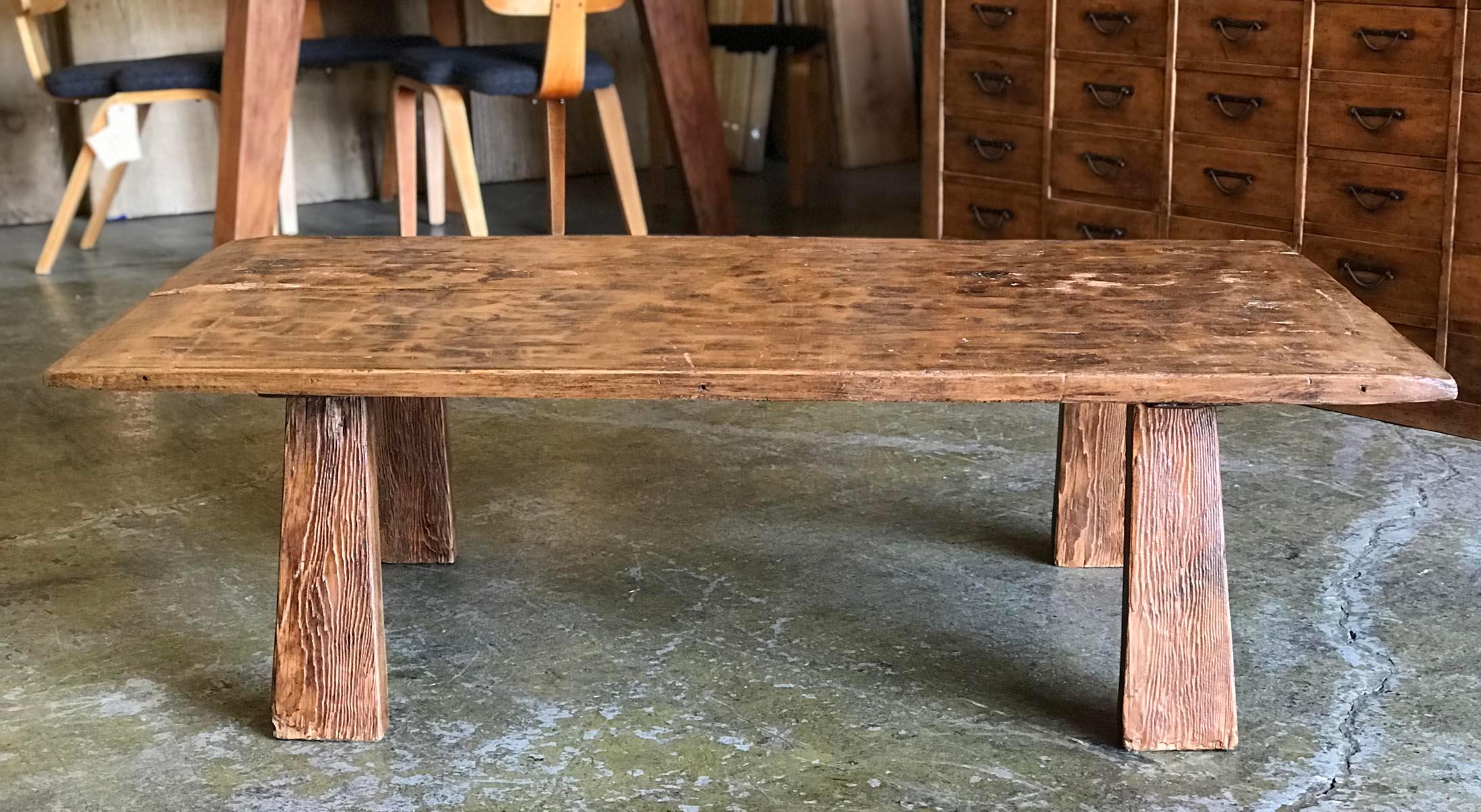 Rustic One Wide Board, Hand Hewn Coffee Table For Sale at 1stDibs