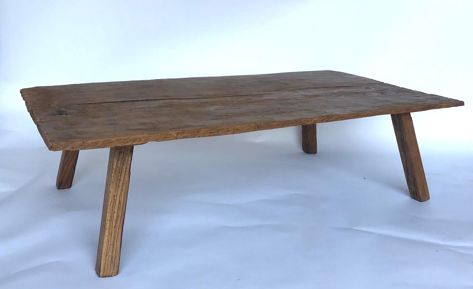 Rustic One Wide Plank Coffee Table In Good Condition In Los Angeles, CA