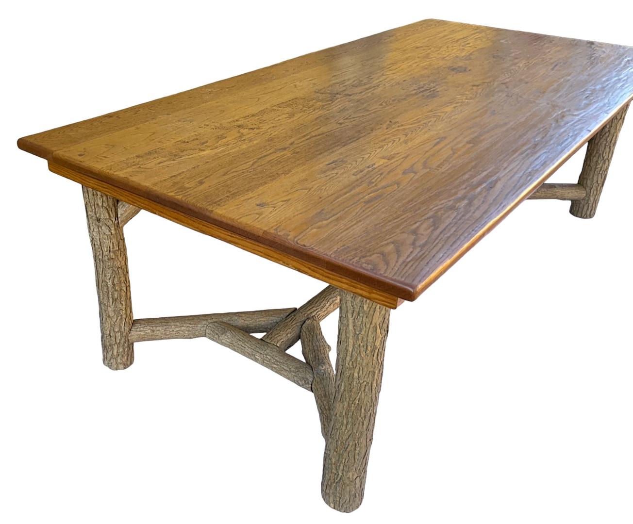 Rustic Or Primitive Faux Bois Eco-Friendly Hand Crafted La Lune Dining Table  In Good Condition For Sale In Kennesaw, GA