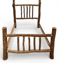 Rustic or Primitive Queen Size Log Bed In The Style Of Old Hickory.