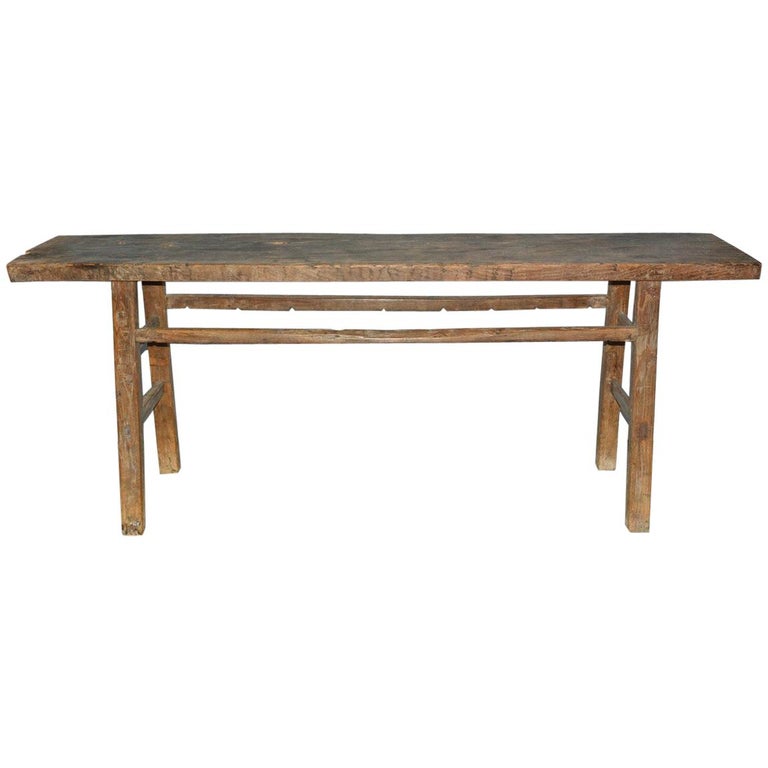 Rustic Organic Asian Teak Wood Console Table For Sale at 1stdibs