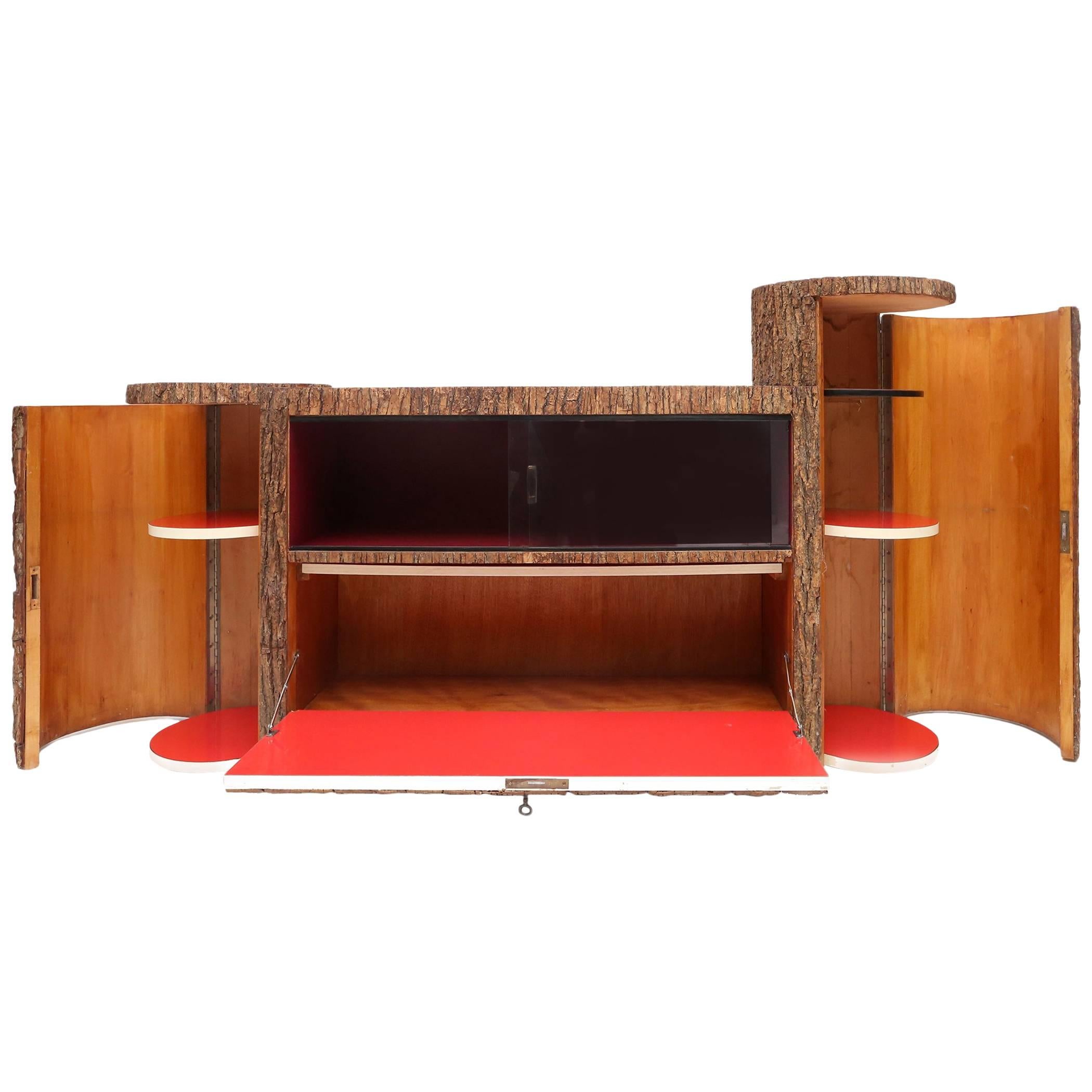 Swiss Rustic Organic Modern Credenza in Bark, 1950s For Sale