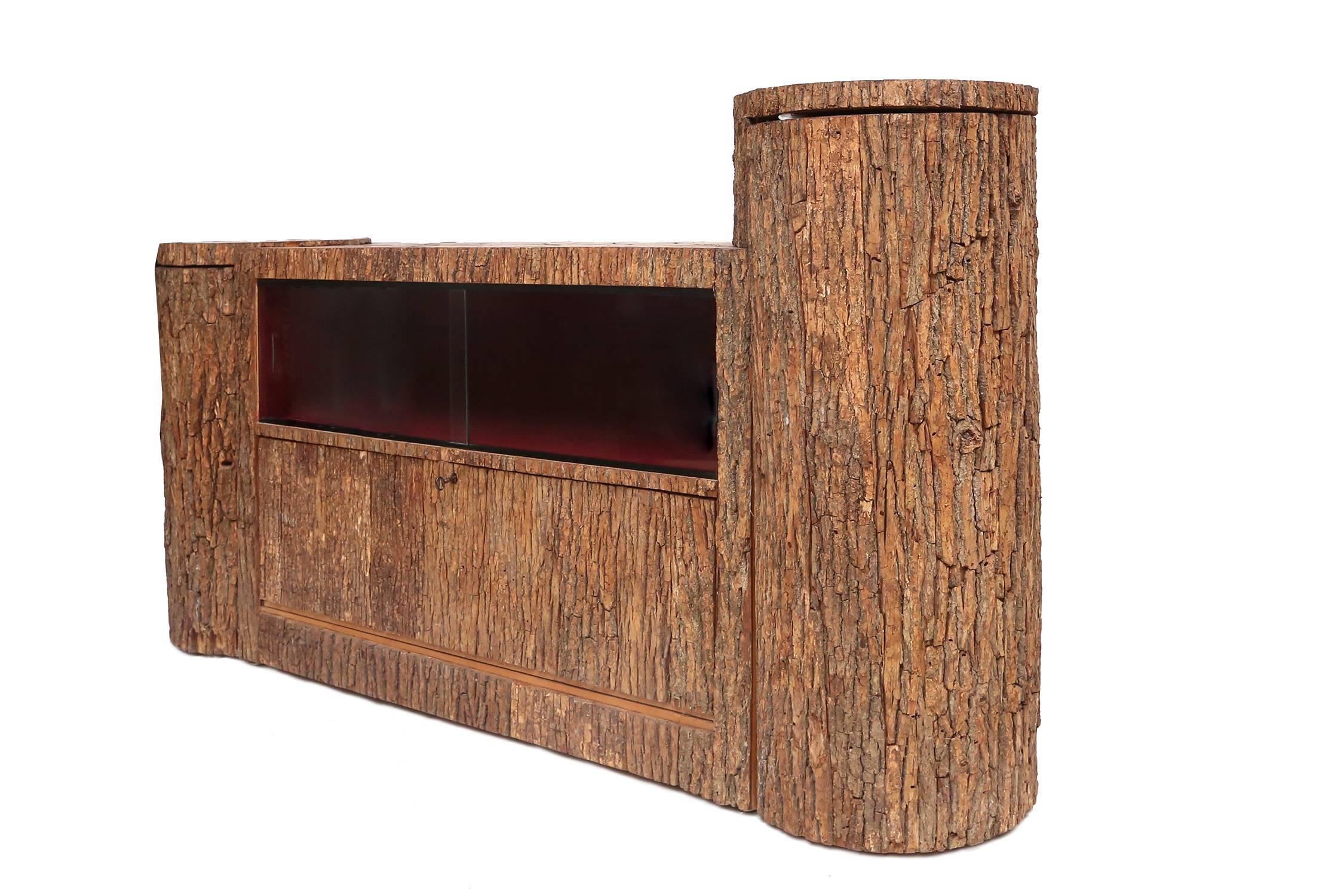 Wood Rustic Organic Modern Credenza in Bark, 1950s For Sale