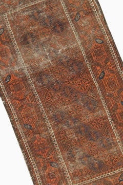 Rustic Oriental Antique Living Area Rug Small Handmade Rust Wool Rug