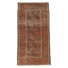 Rustic Oriental Antique Living Area Rug Small Handmade Rust Wool Rug