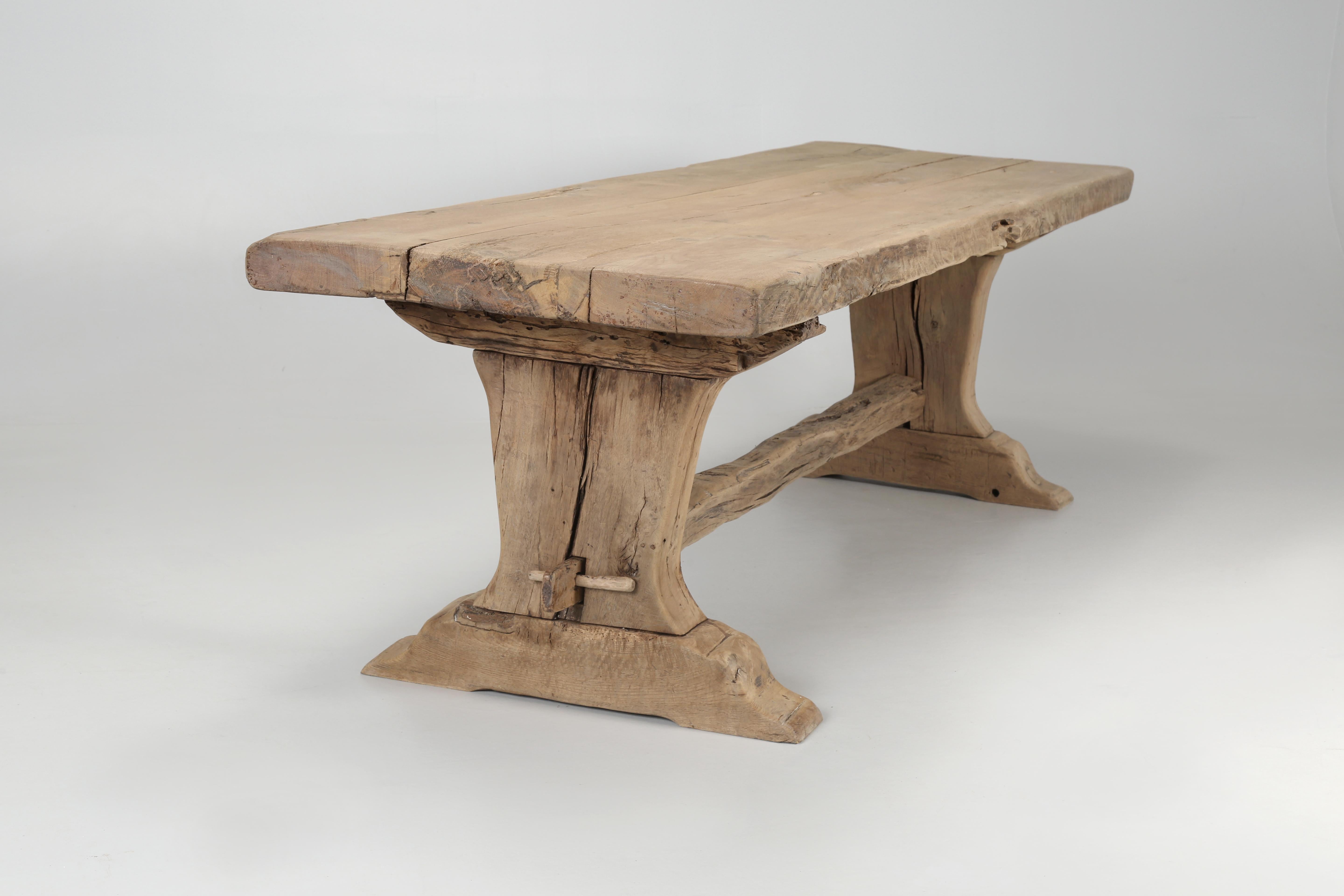 Rustic Original Antique Country French Thick Oak Dining Table 250-Years Old  14