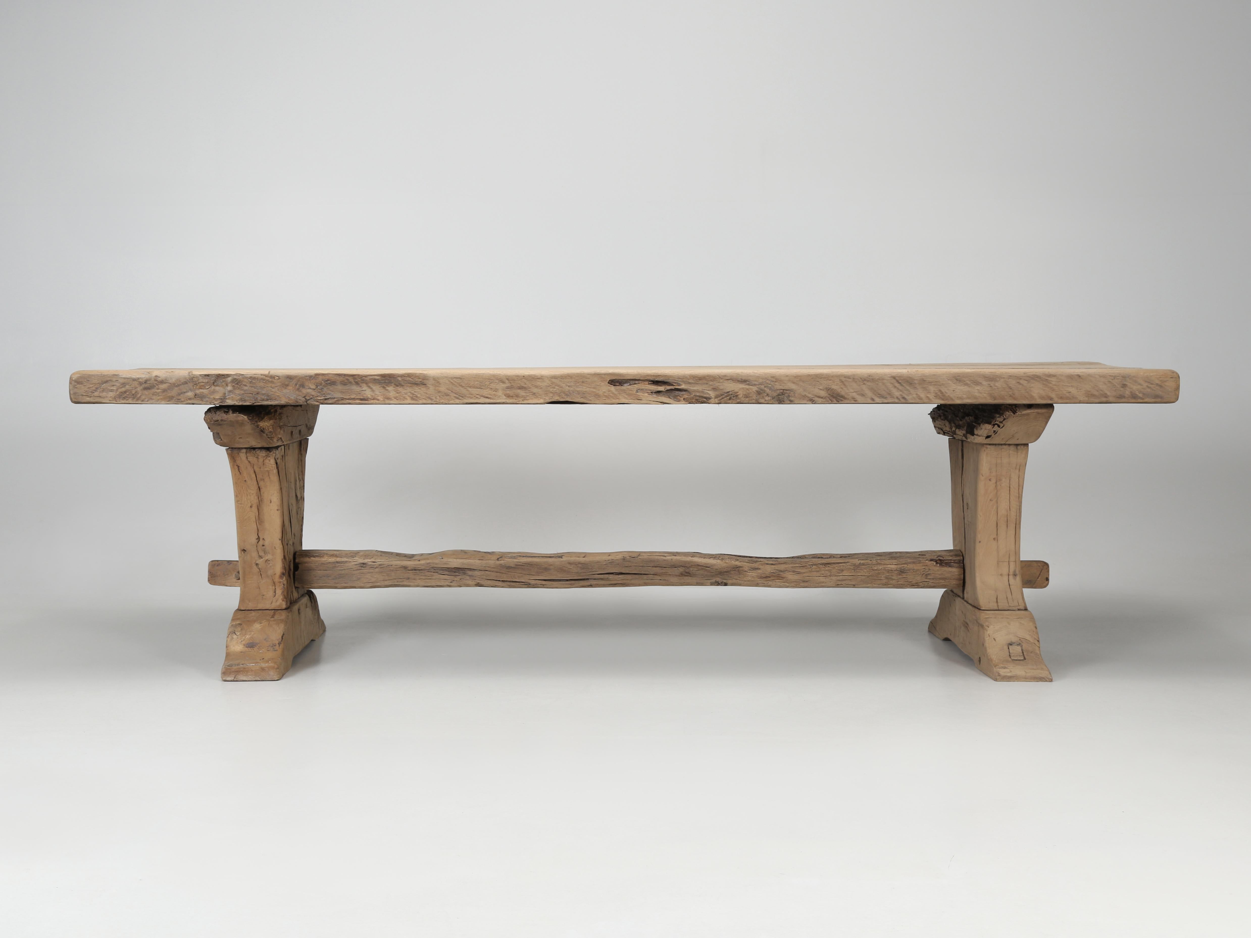 Rustic Original Antique Country French Thick Oak Dining Table 250-Years Old  3