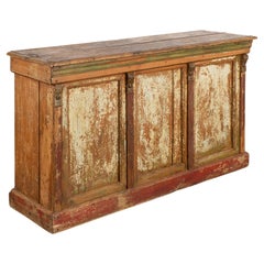 Used Rustic Original Painted Shop Counter Kitchen Island, Hungary circa 1880