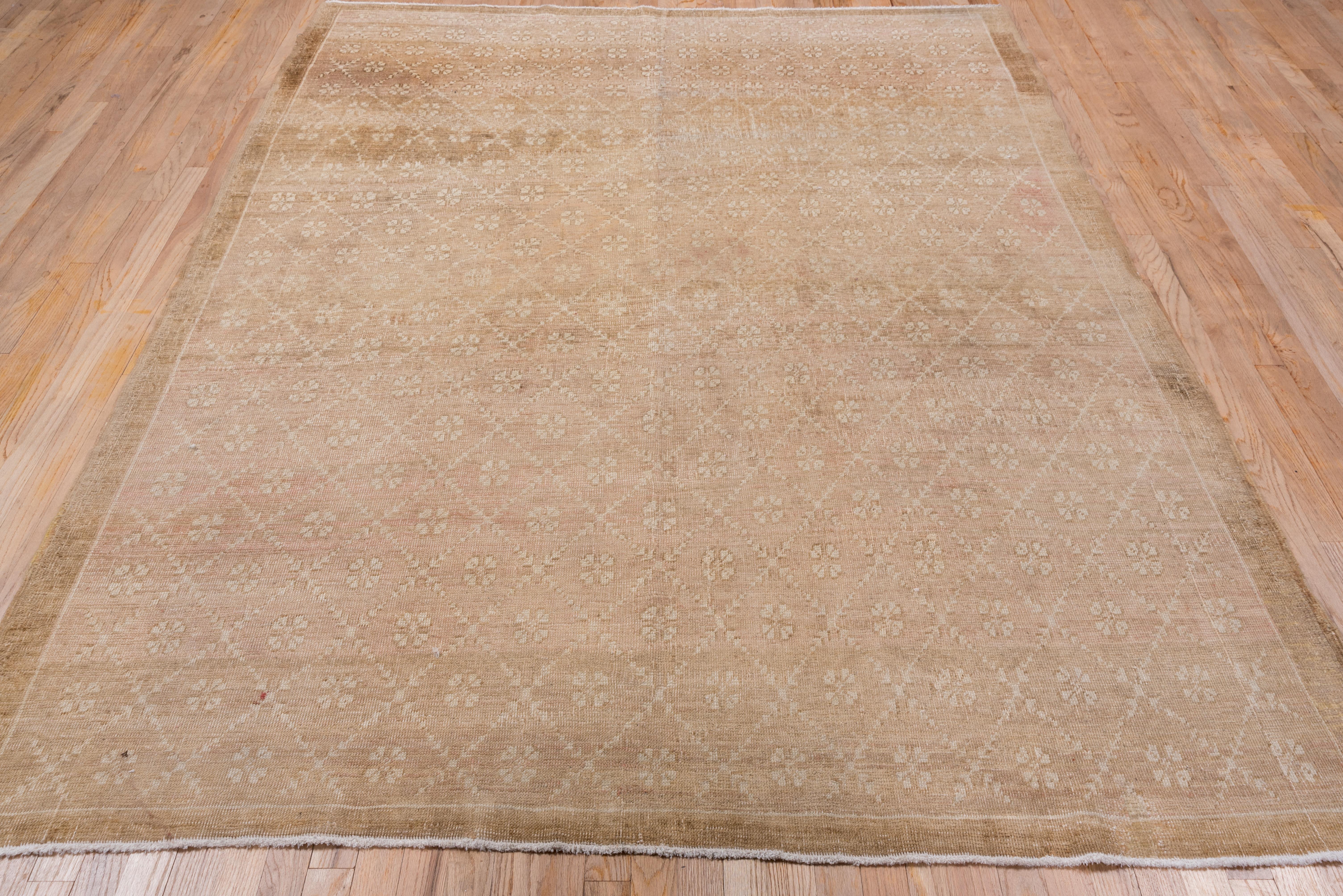 Hand-Knotted Rustic Oushak Rug, Mid-20th Century