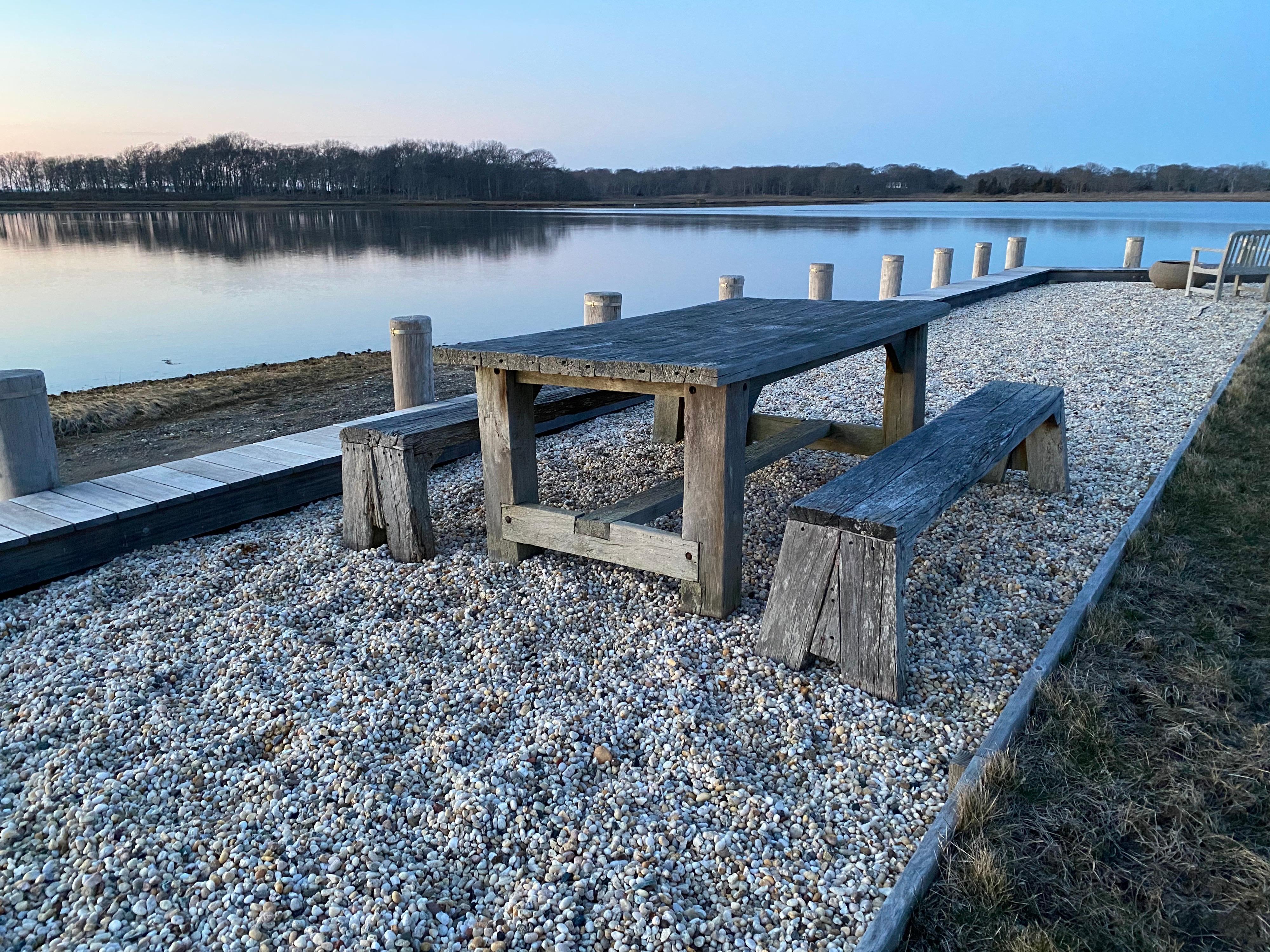 Rustic Outdoor Timber Farm Table and Benches For Sale 8