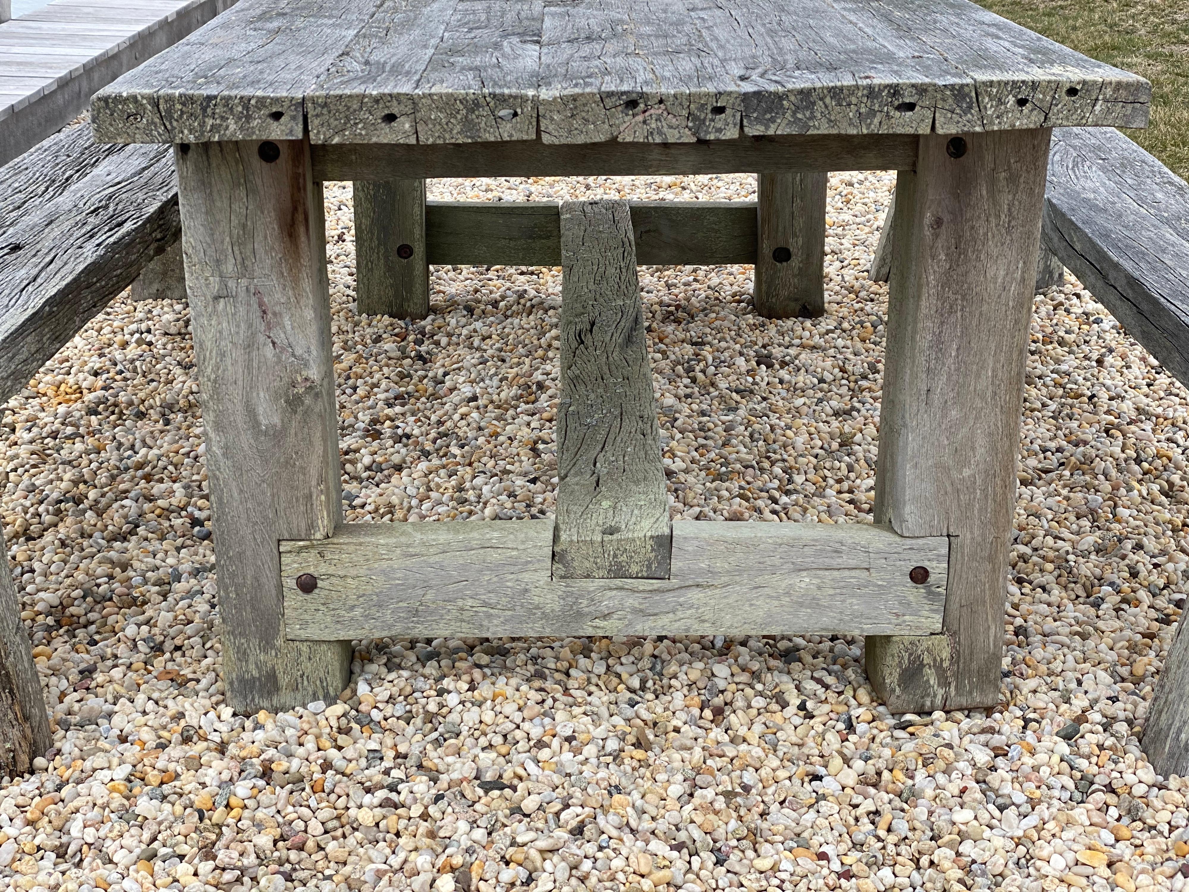 outdoor farm table with benches