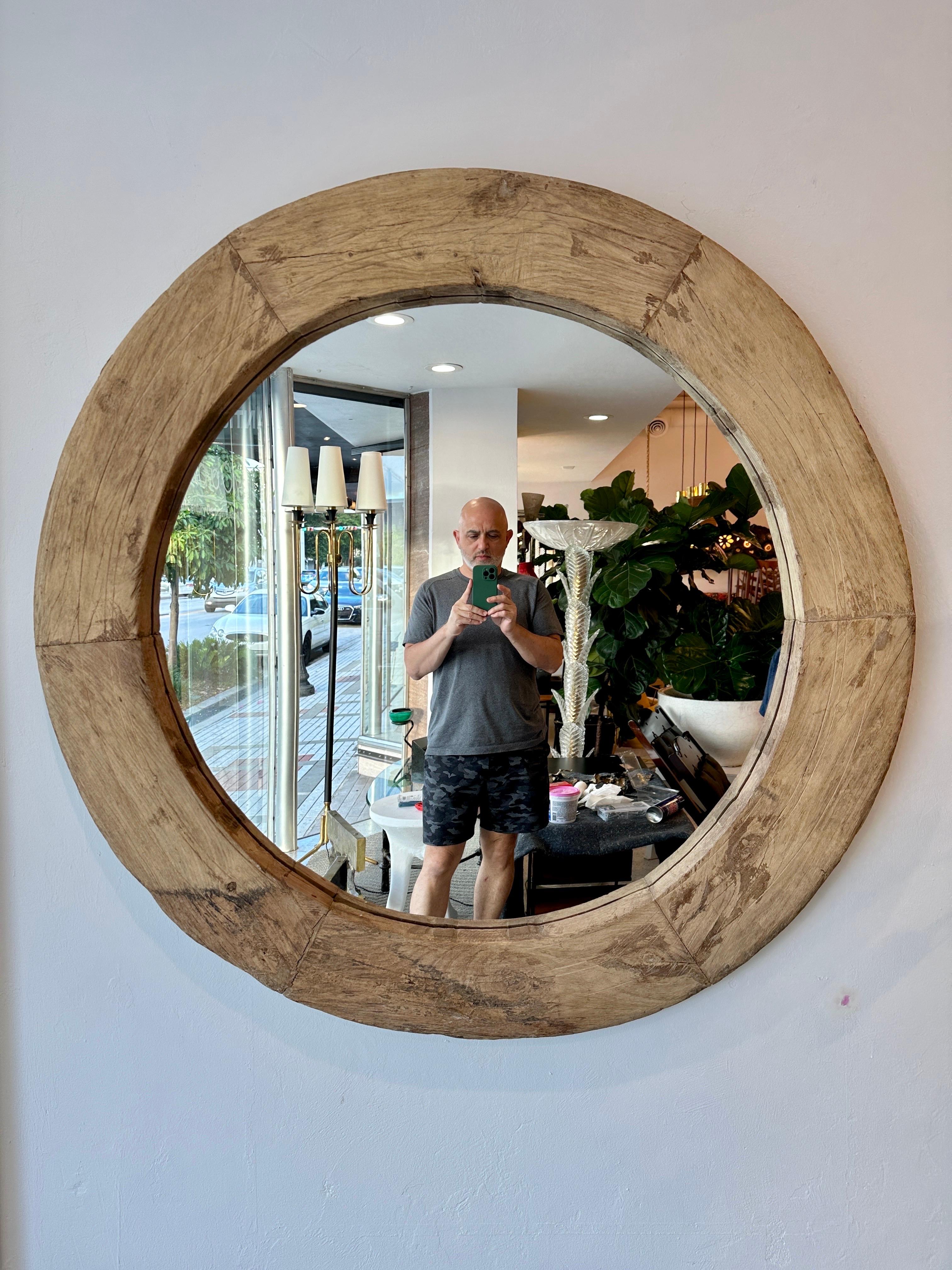Rustic Oversized Wood Framed Mirror For Sale 4