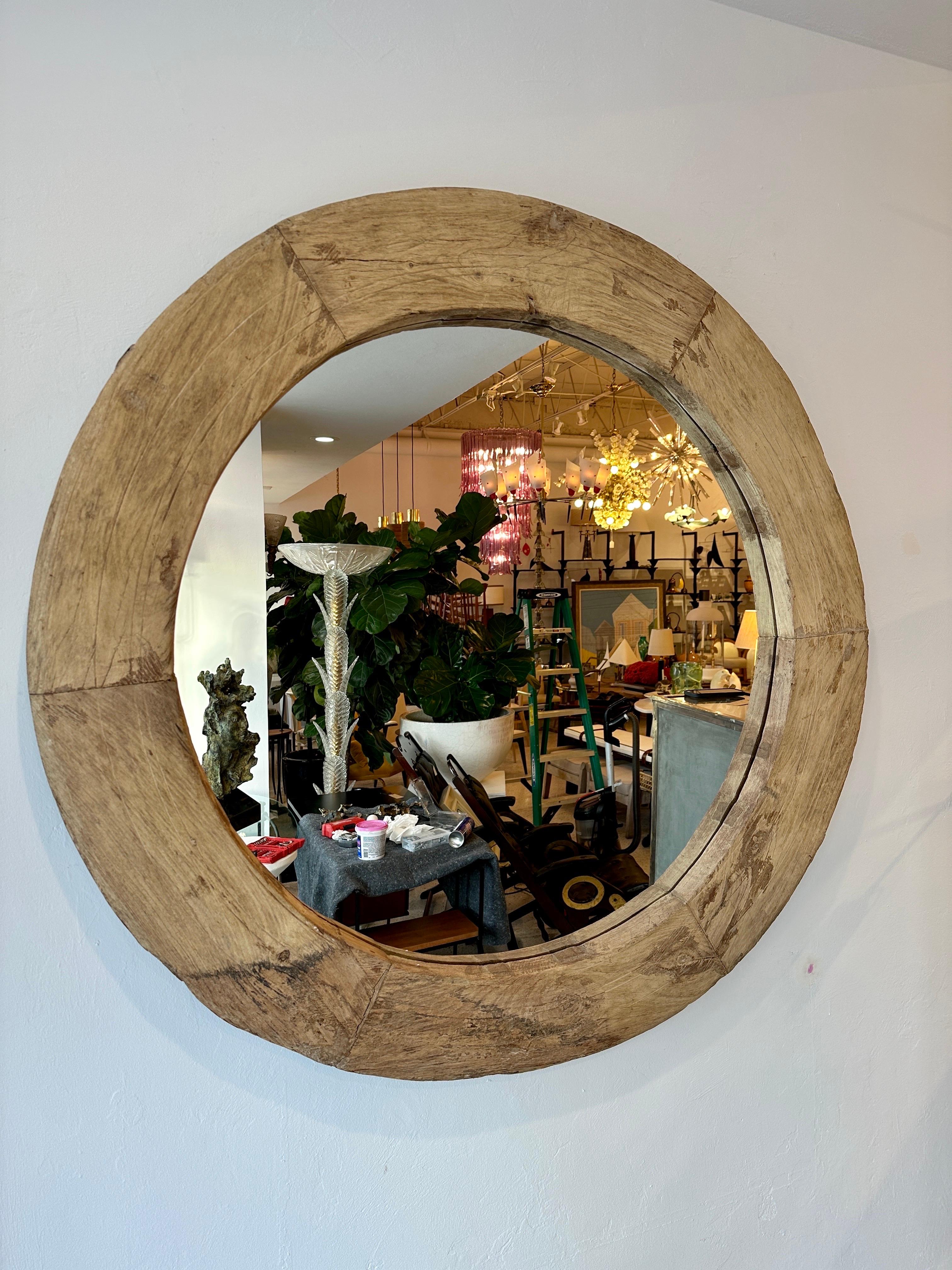 Rustic Oversized Wood Framed Mirror For Sale 3