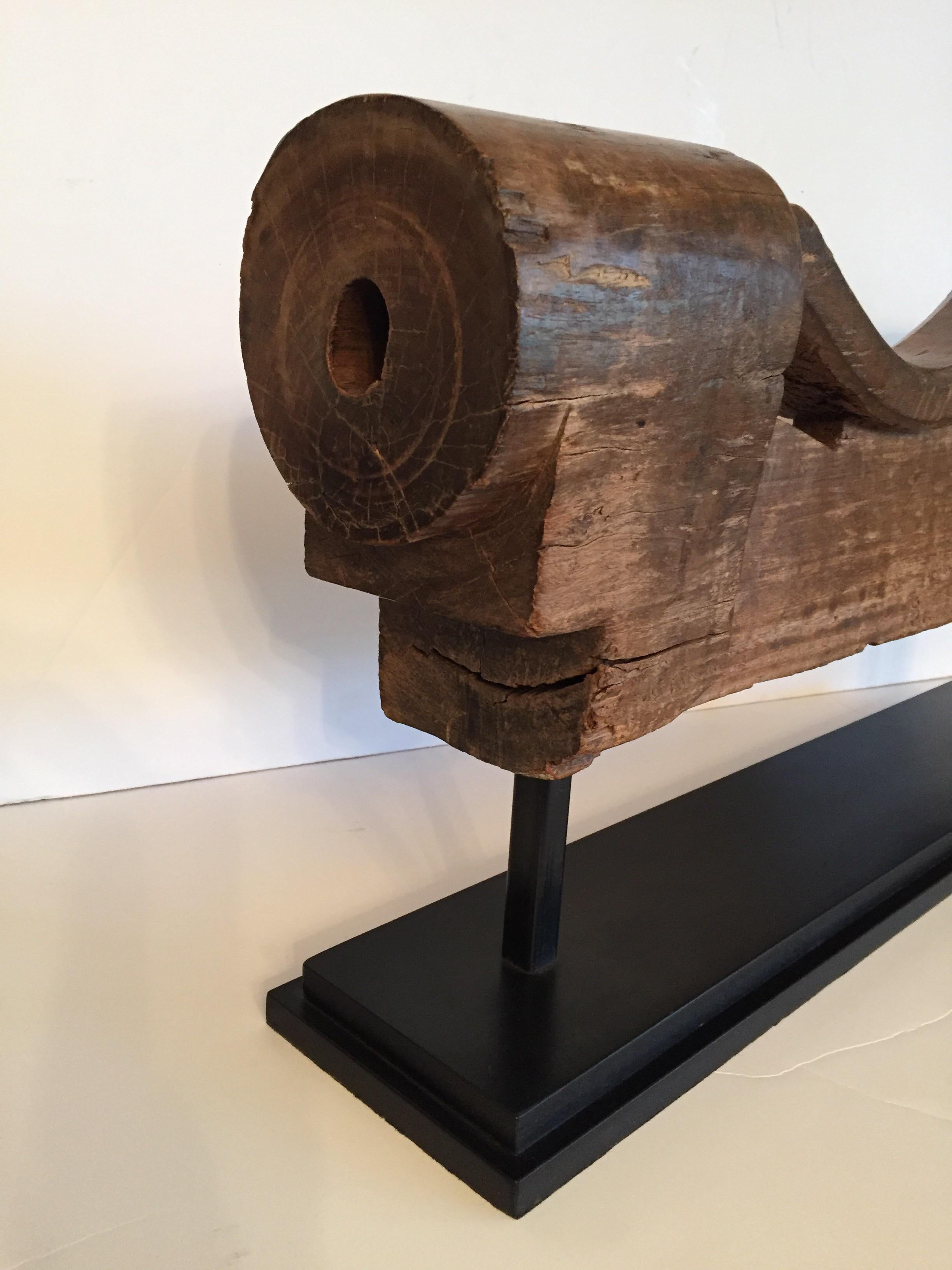 Hand-Carved Rustic Ox Wooden Yoke Mounted