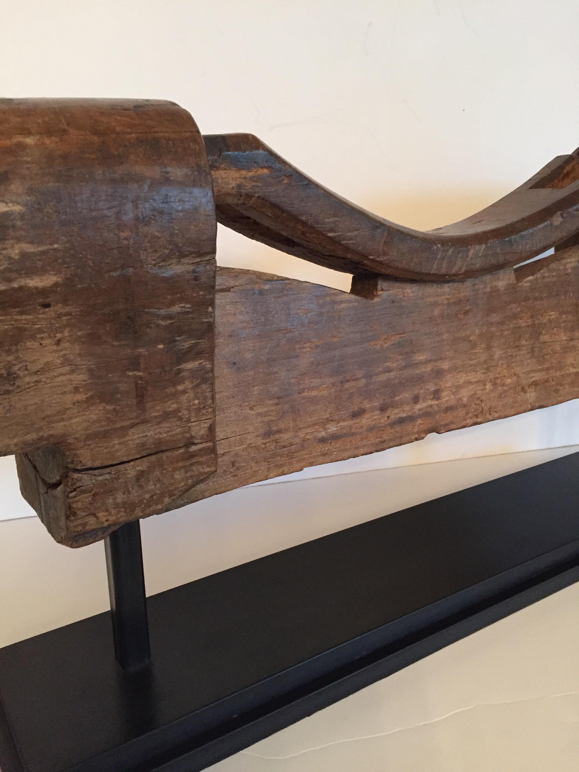 Rustic Ox Wooden Yoke Mounted In Good Condition In North Hollywood, CA