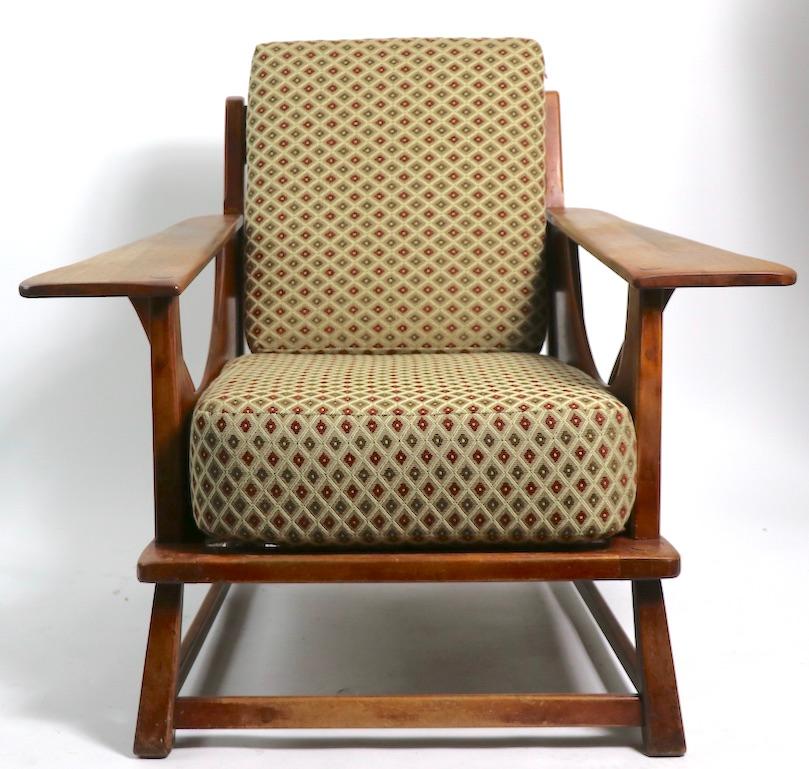American Rustic Paddle Arm Lounge Chair Attributed to Herman DeVries for Cushman