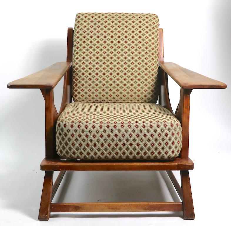 Rustic Paddle Arm Lounge Chair Attributed to Herman DeVries for Cushman In Good Condition In New York, NY