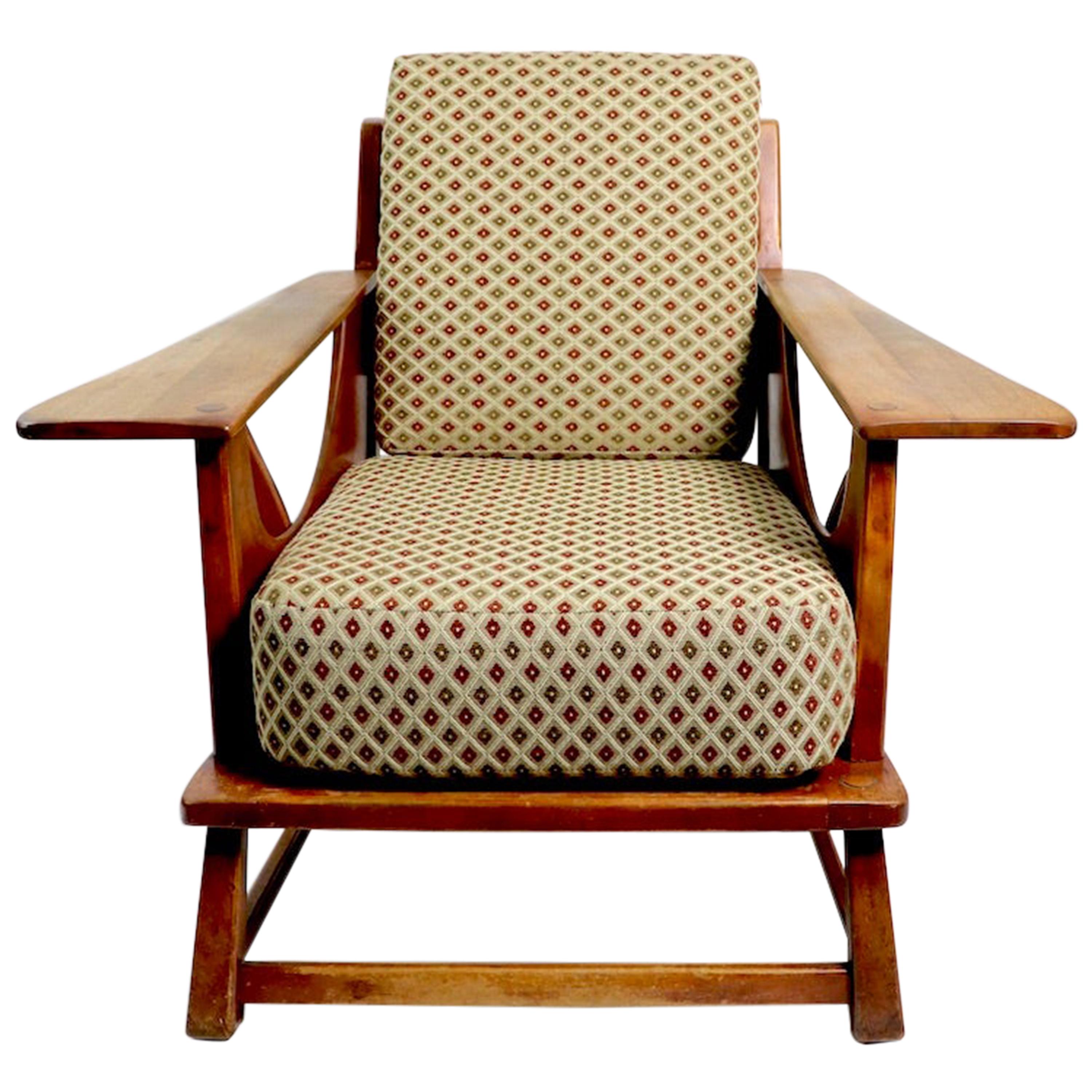 Rustic Paddle Arm Lounge Chair Attributed to Herman DeVries for Cushman