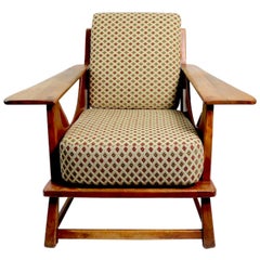 Rustikaler Paddle Arm Lounge Chair:: zugeschrieben Herman DeVries für Cushman