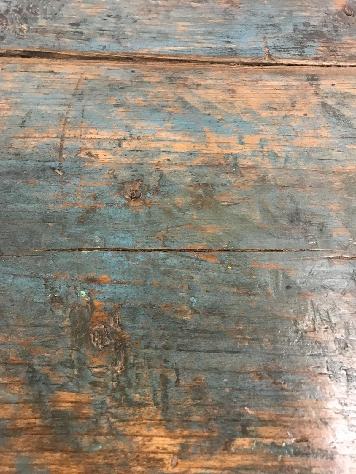 Rustic Painted Antique Farm Table For Sale 6