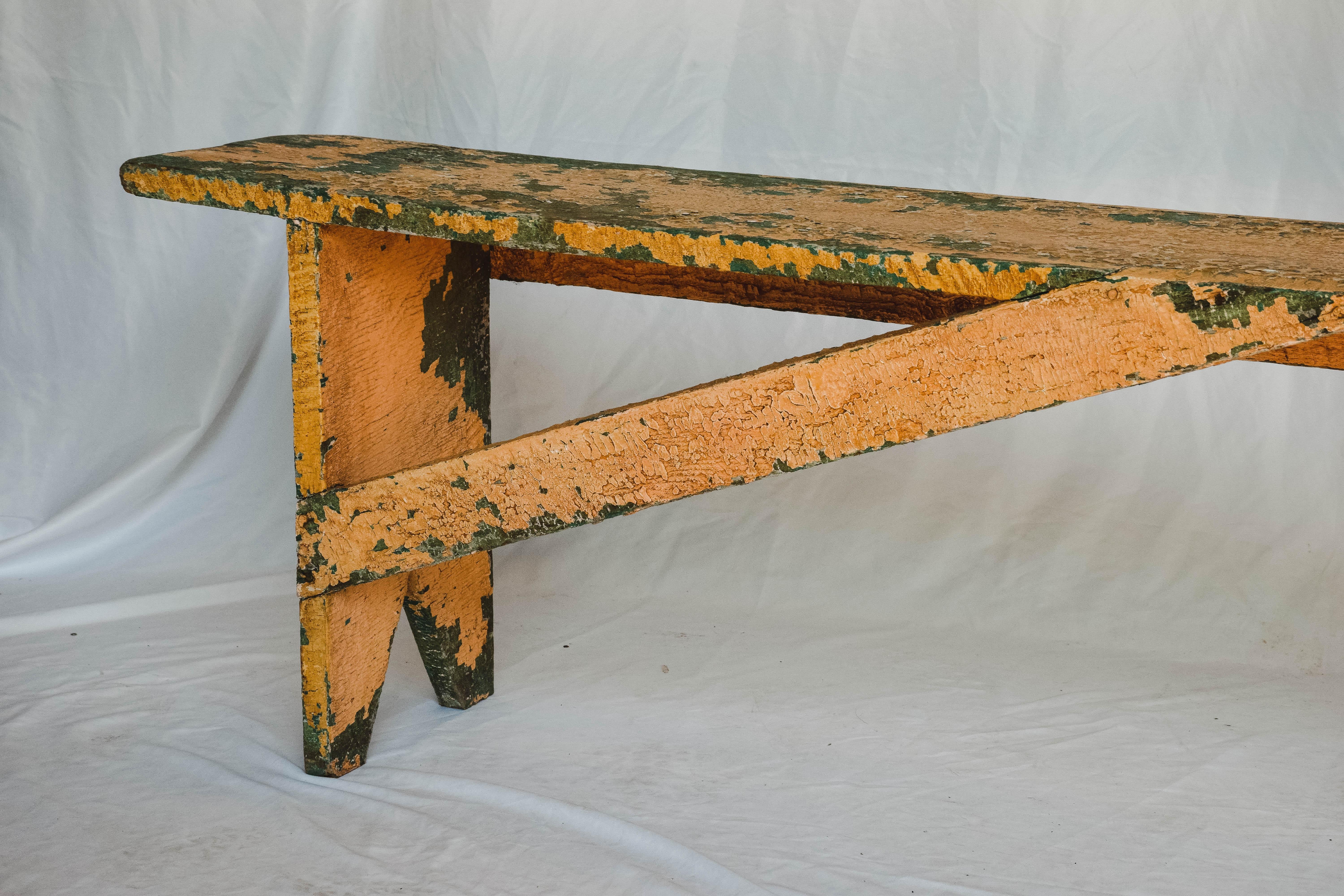 Rustic Painted Bench For Sale 2