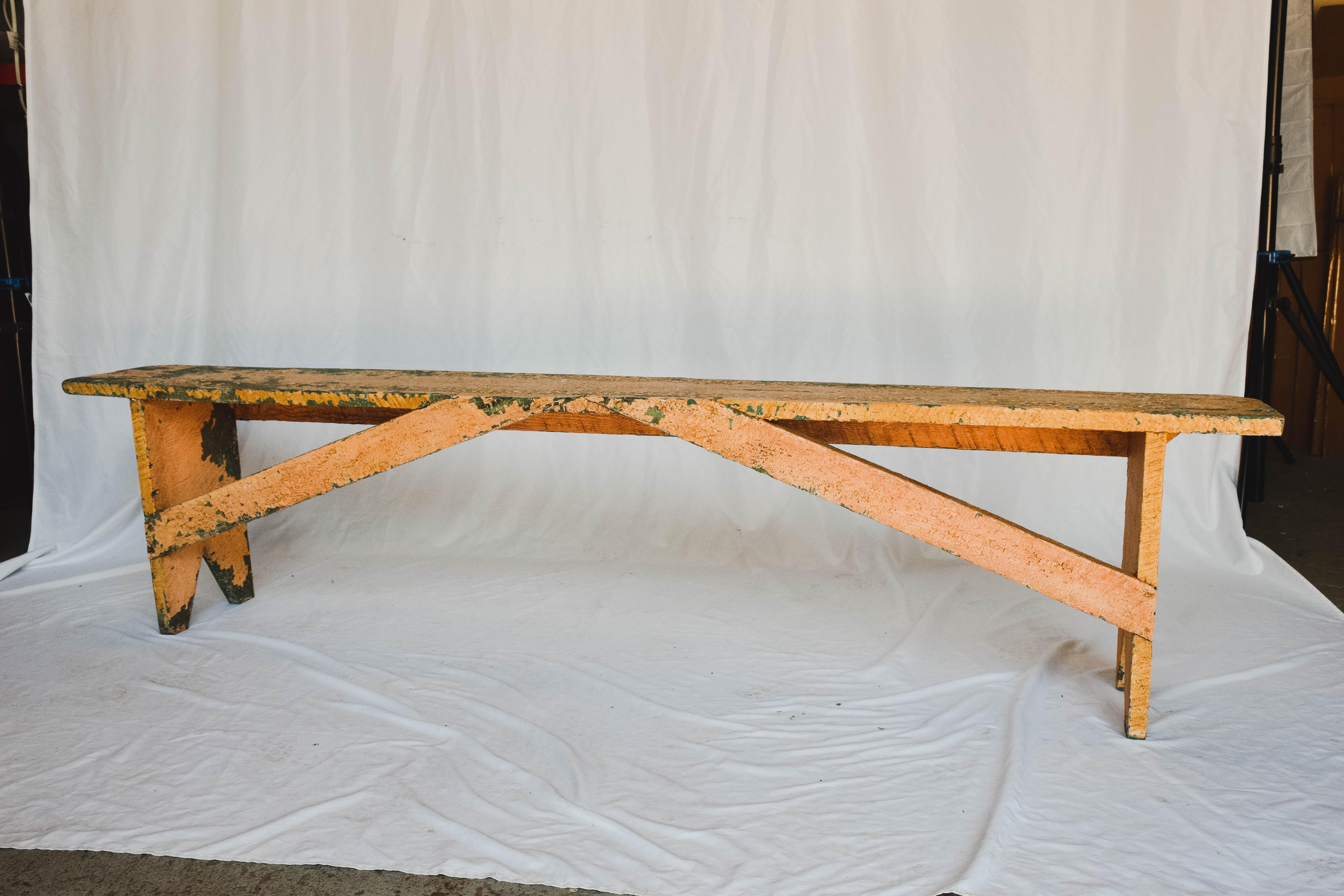 Rustic Painted Bench For Sale 3