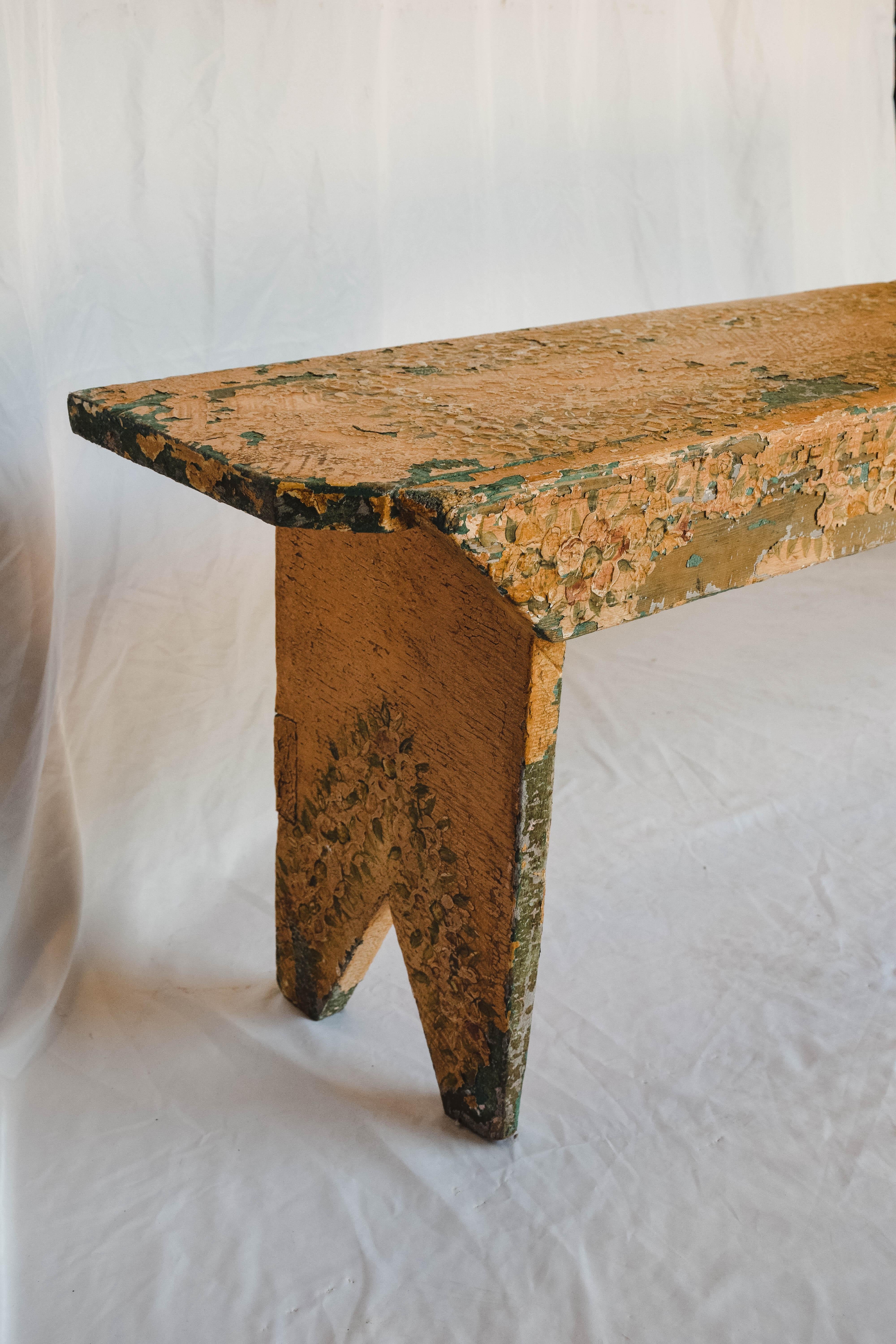 Rustic Painted Bench For Sale 4