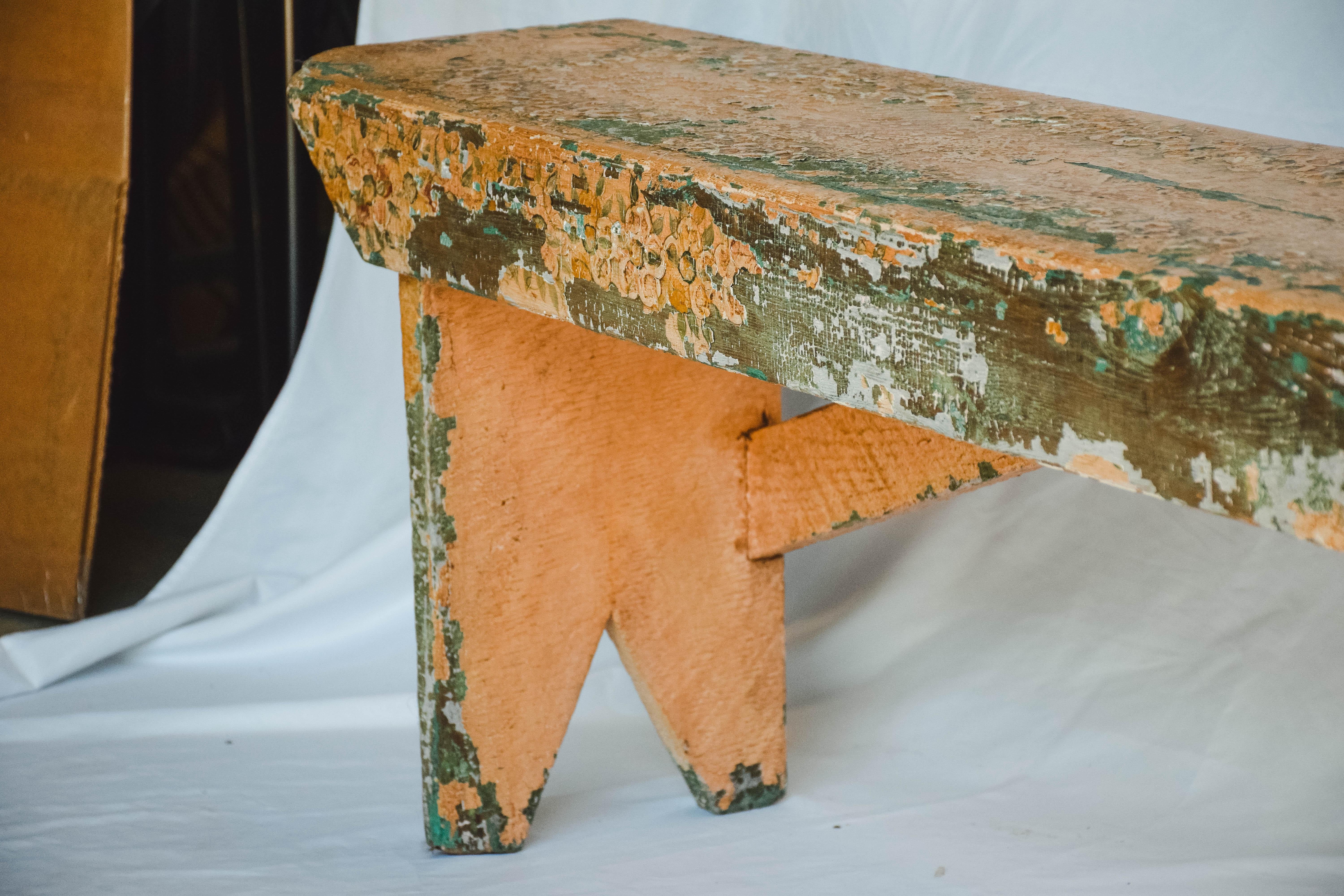 Rustic Painted Bench For Sale 5