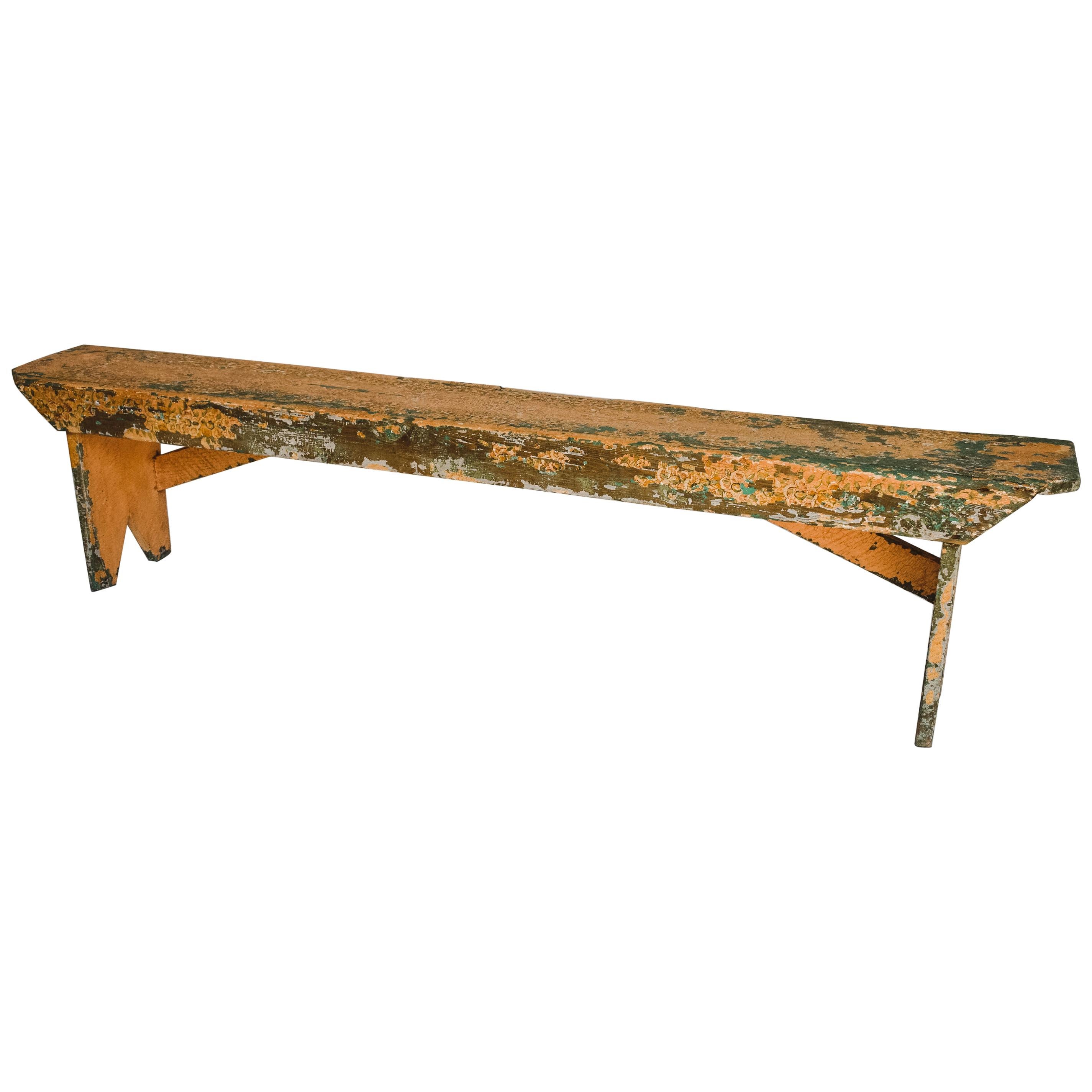 Rustic Painted Bench For Sale