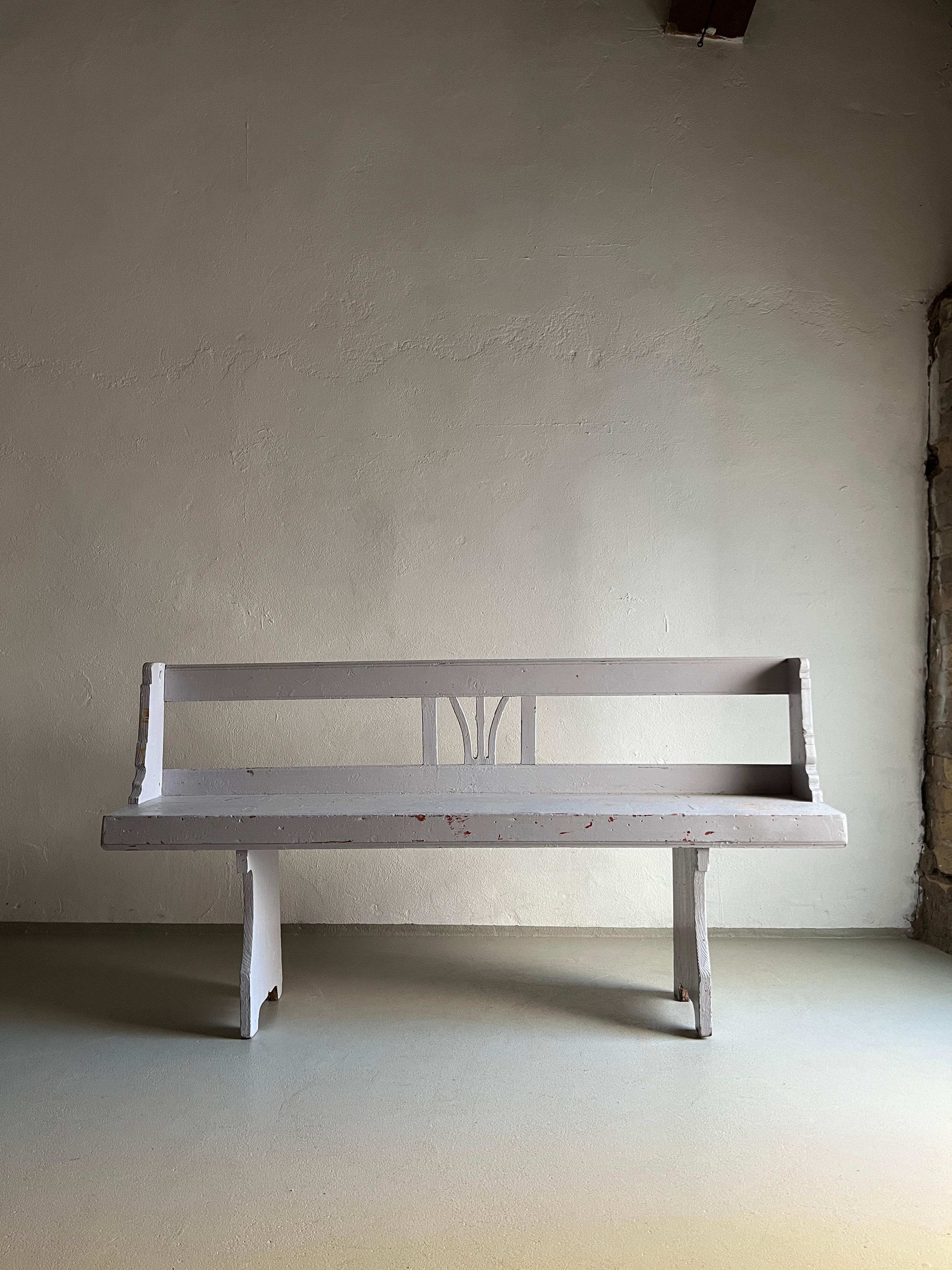 French Rustic Painted Bench, France 1920s For Sale