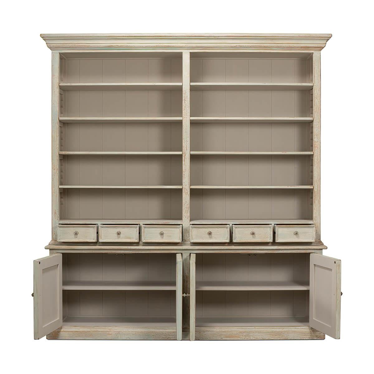 Asian Rustic Painted Bookcase For Sale