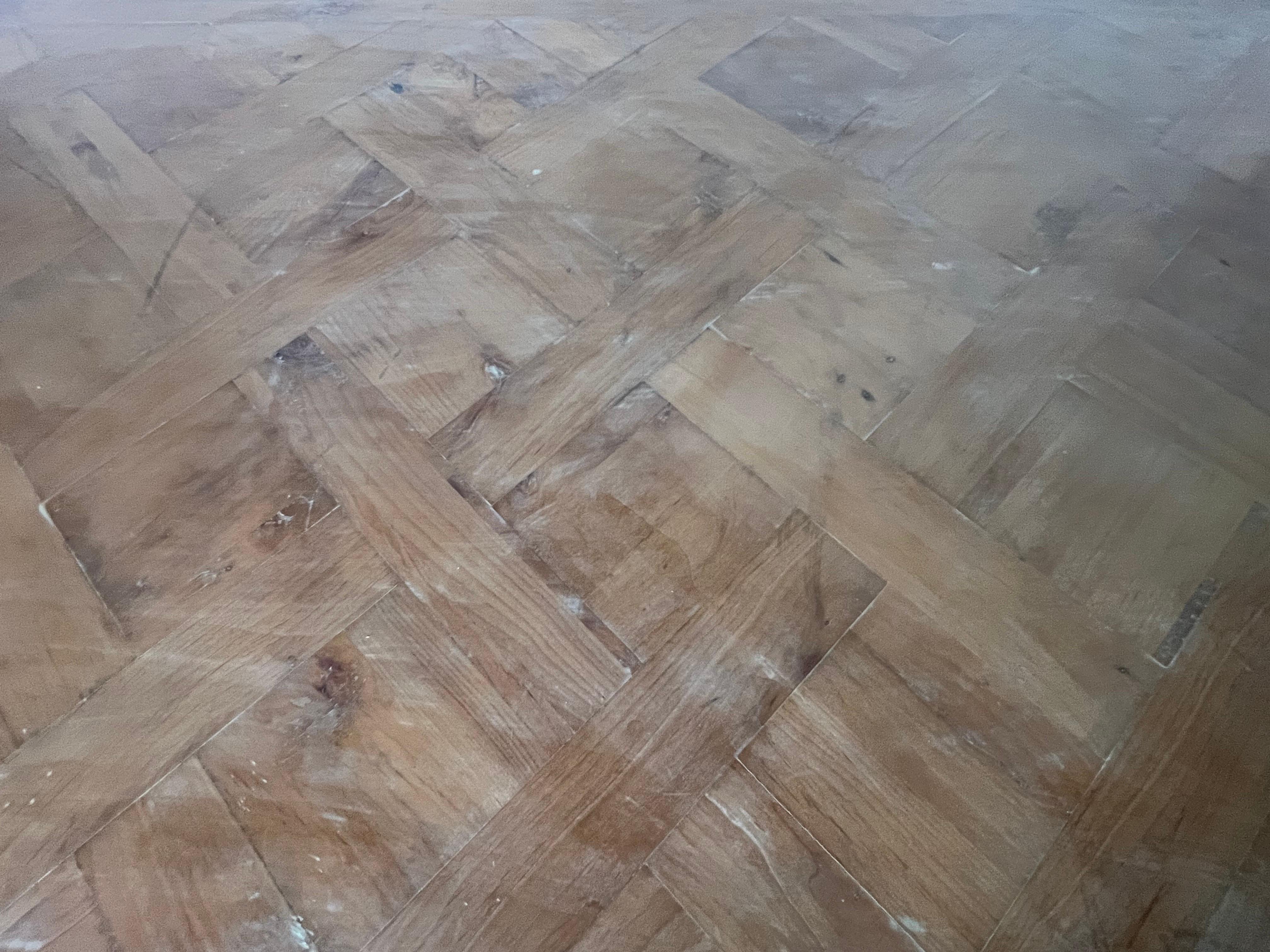 Rustic Painted Dining Table w/ Herringbone Pattern Top For Sale 9