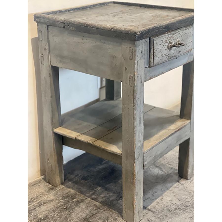 Rustic Painted End Table with Drawer and Shelf 19th Century, FR-0289 For Sale 7