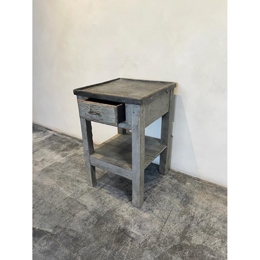 Rustic Painted End Table with Drawer and Shelf 19th Century, FR-0289 For Sale 1