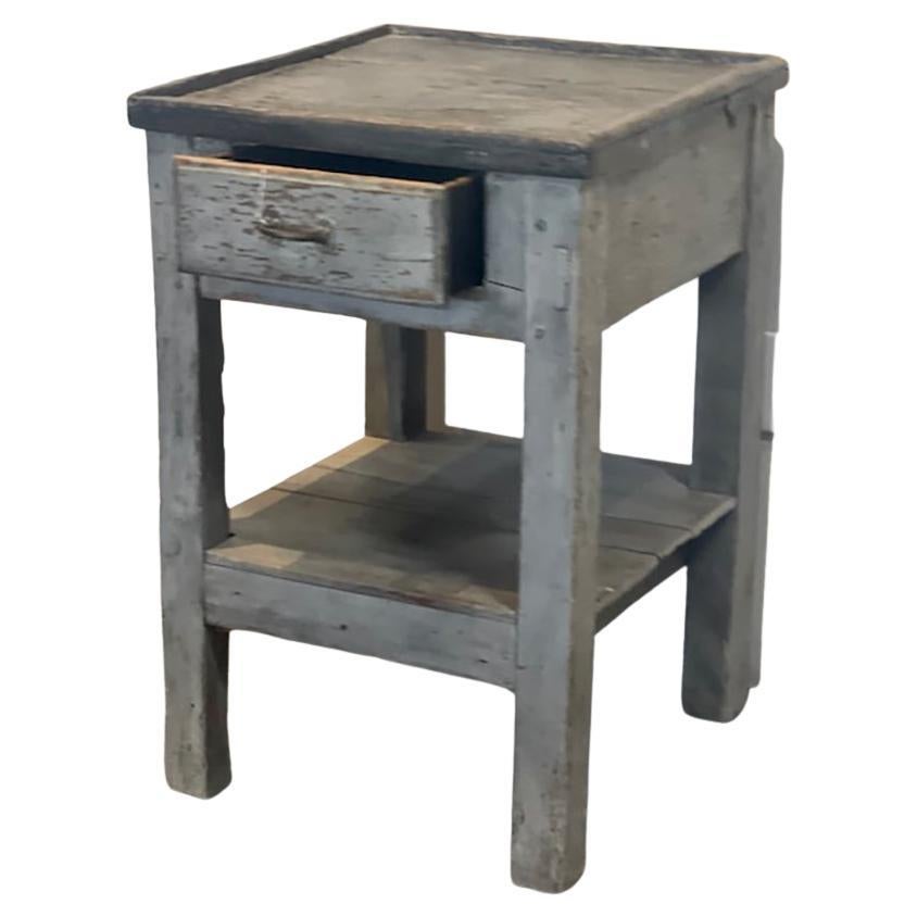 Rustic Painted End Table with Drawer and Shelf 19th Century, FR-0289 For Sale