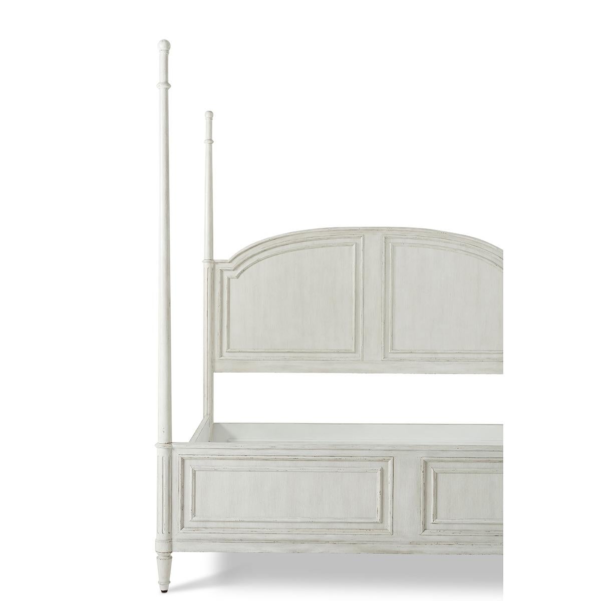 Contemporary Rustic Painted Four Post California King Bed For Sale