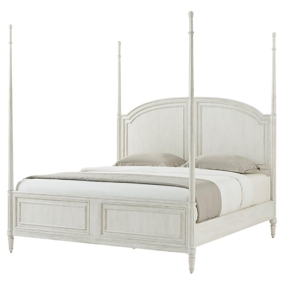 Rustic Painted Four Post California King Bed For Sale