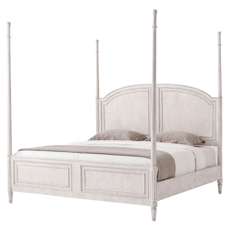 Rustic Painted Four Post King Bed For Sale at 1stDibs