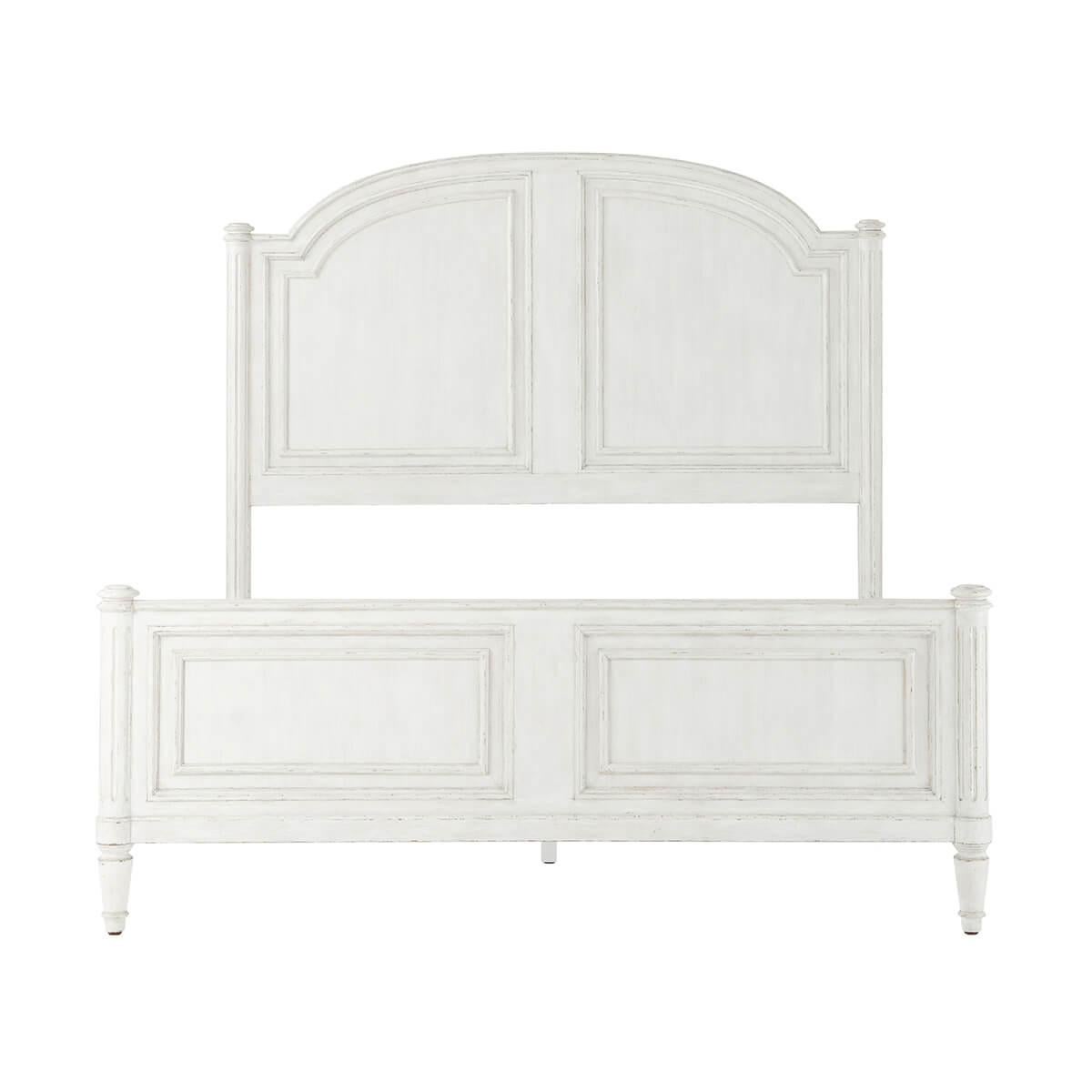 Vietnamese Rustic Painted Four Post Queen Bed For Sale