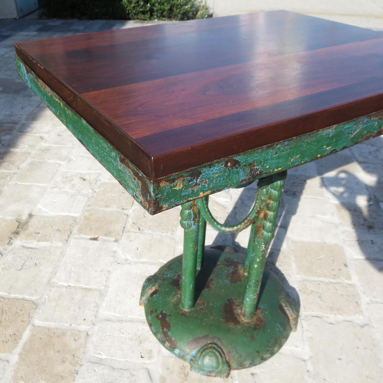 Lacquered Rustic Painted Iron Cafe Table