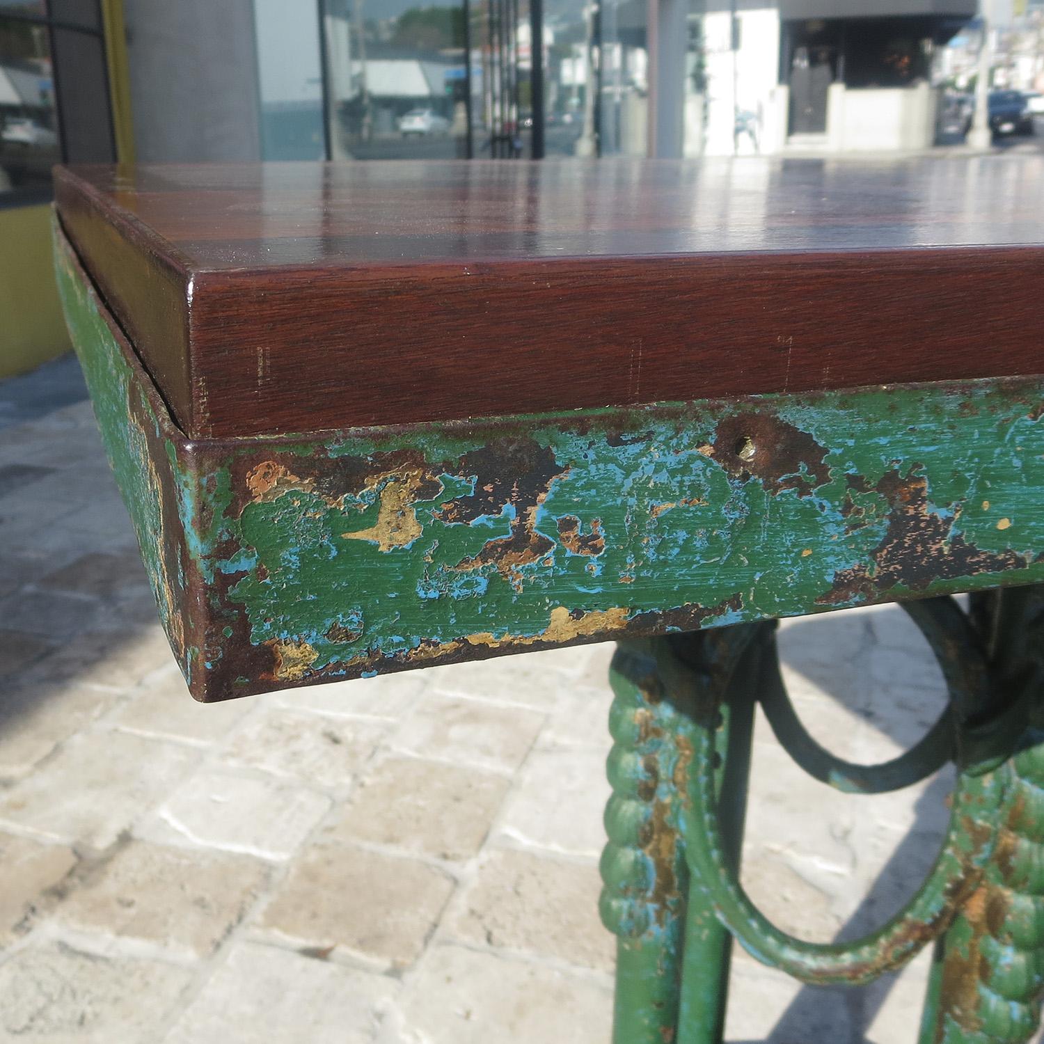 Early 20th Century Rustic Painted Iron Cafe Table