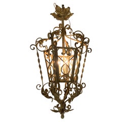 Rustic painted iron chandelier with three lights