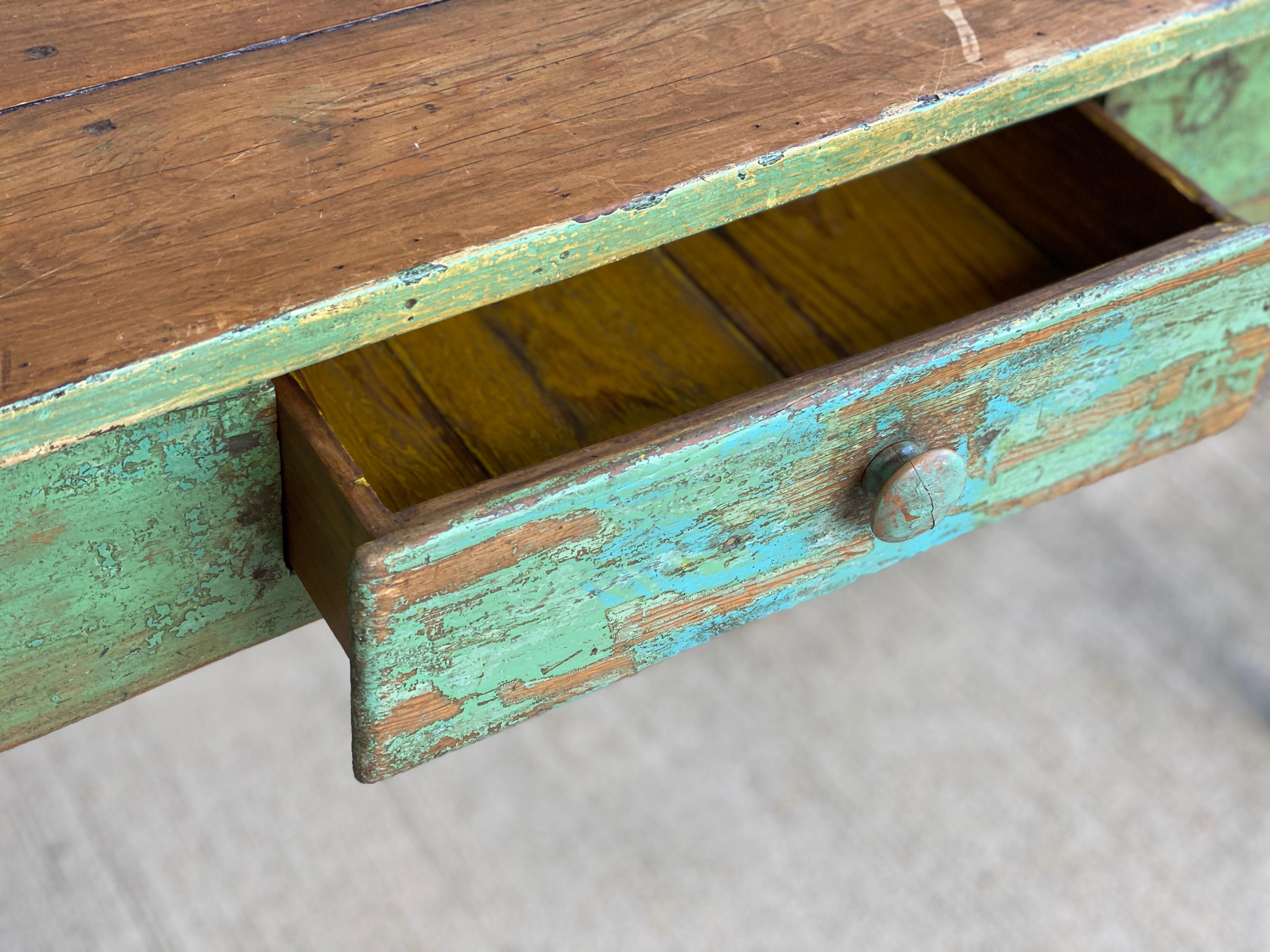 Rustic Painted Narrow Console Table 4
