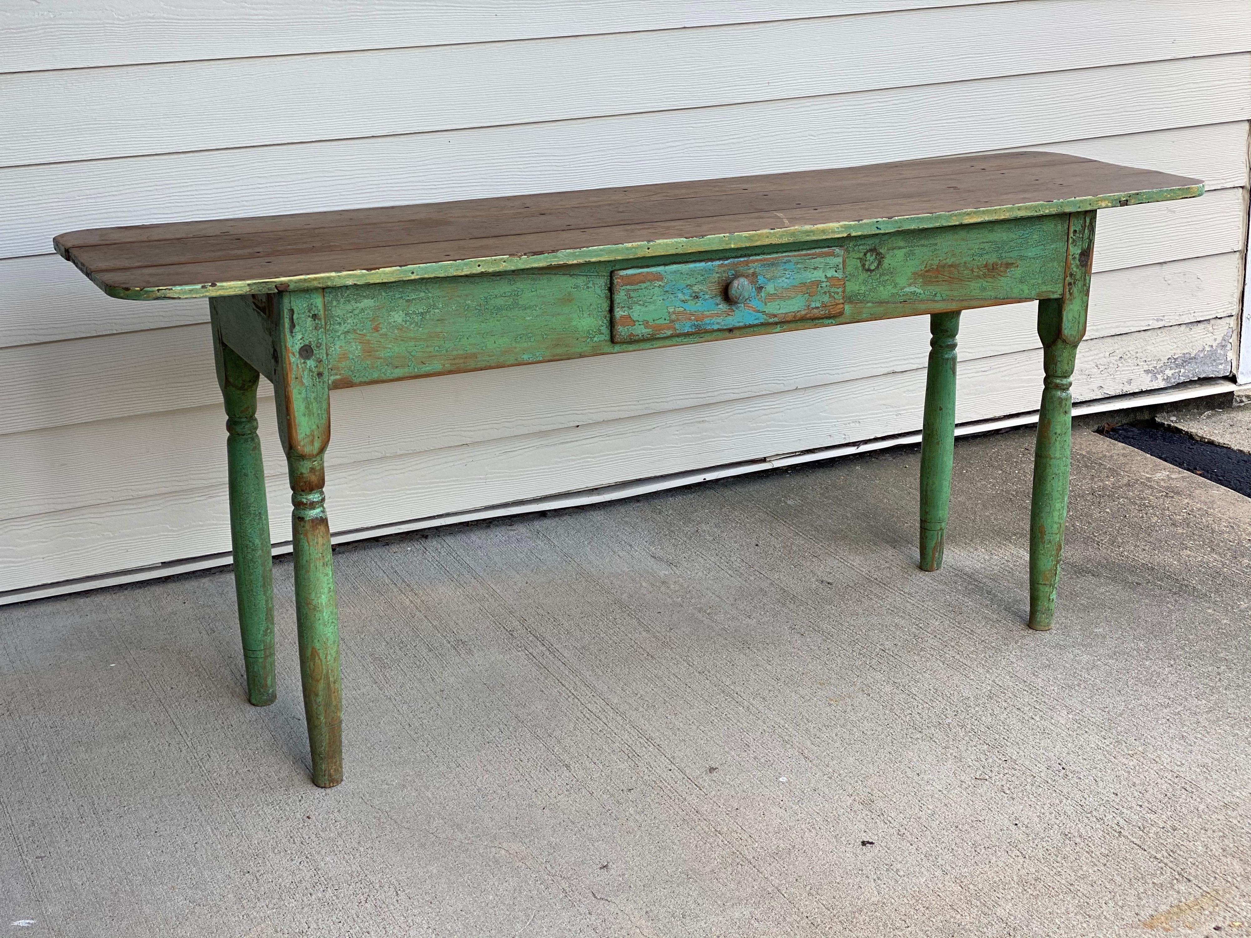 20th Century Rustic Painted Narrow Console Table