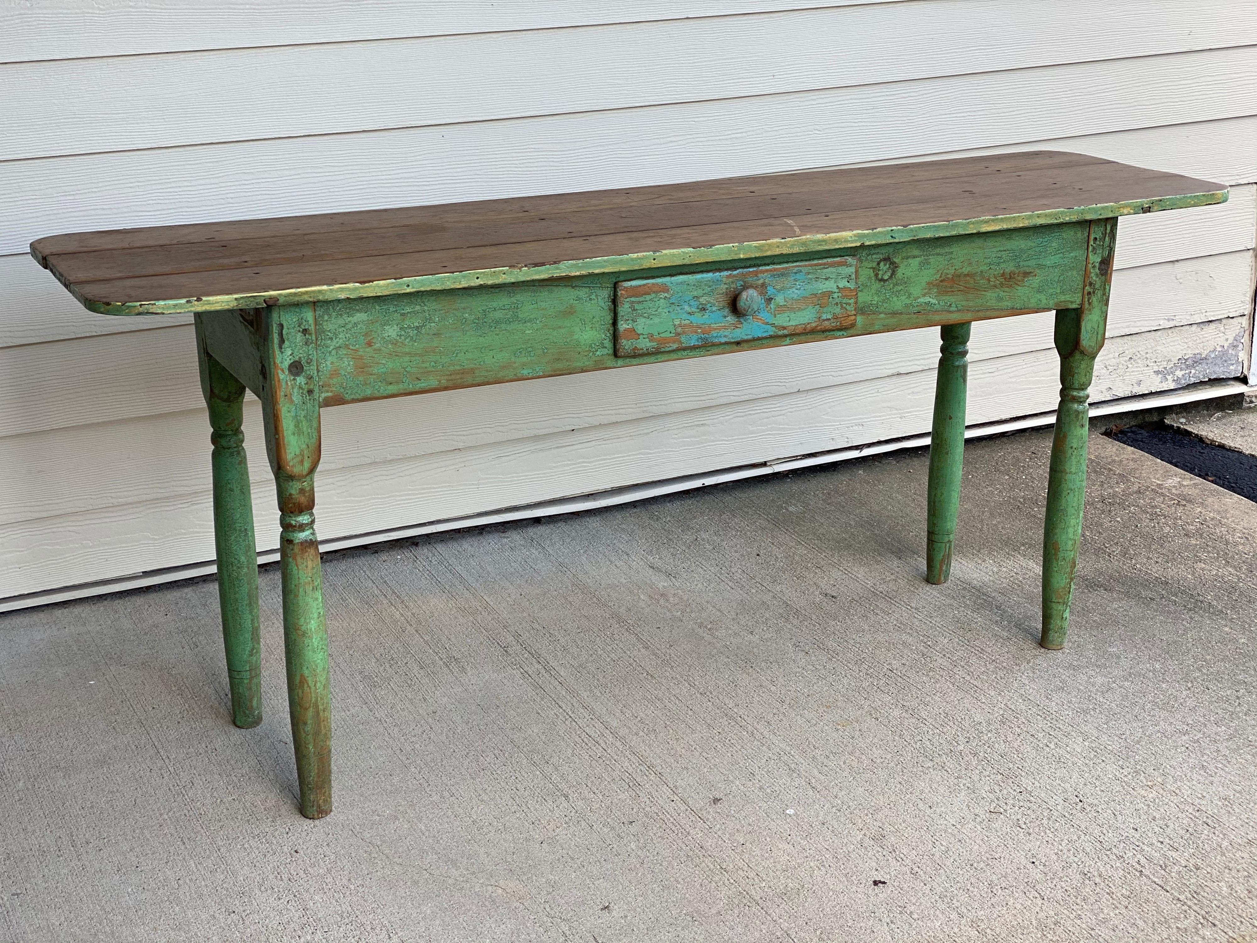 Wood Rustic Painted Narrow Console Table