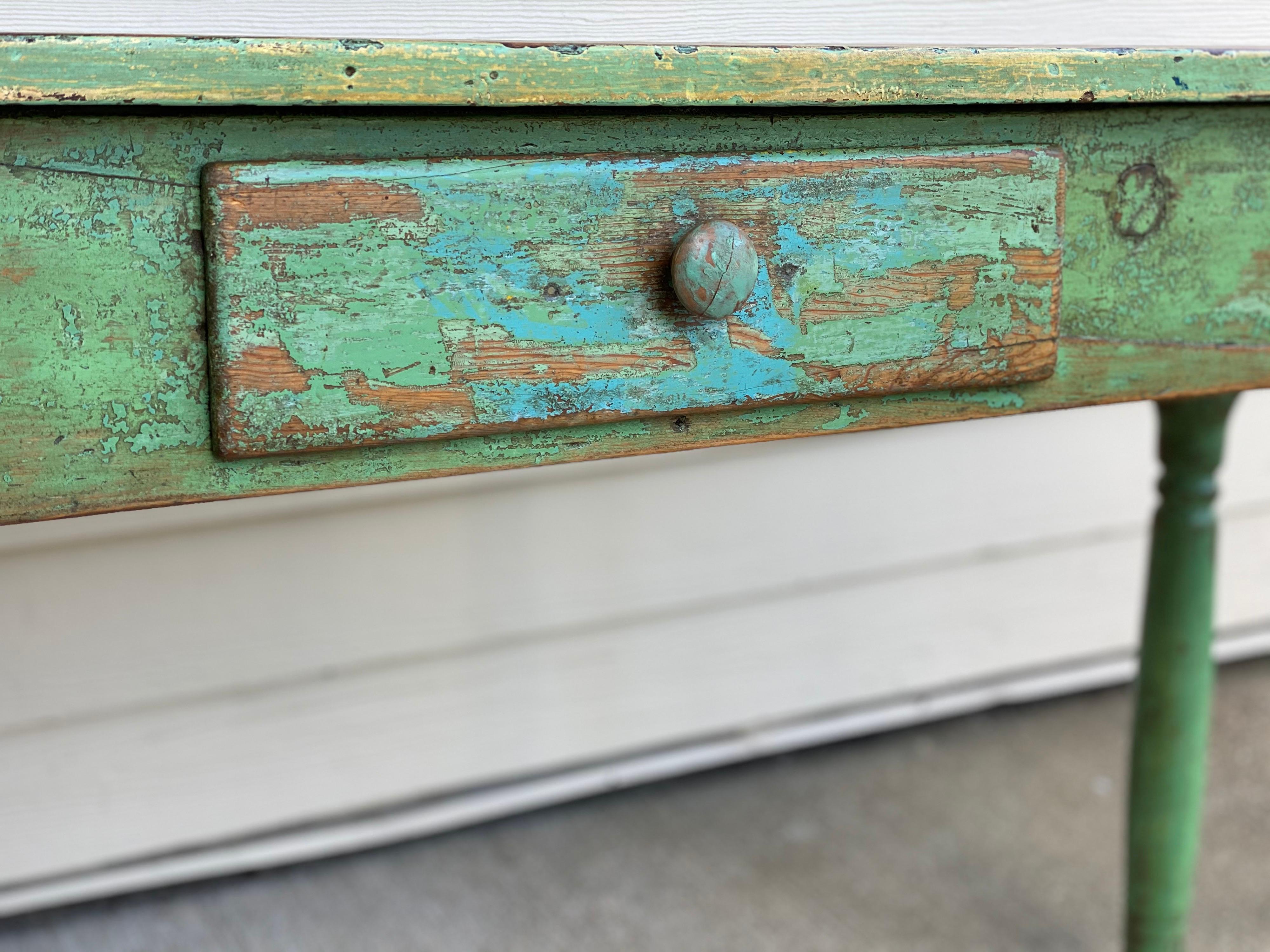 Rustic Painted Narrow Console Table 2