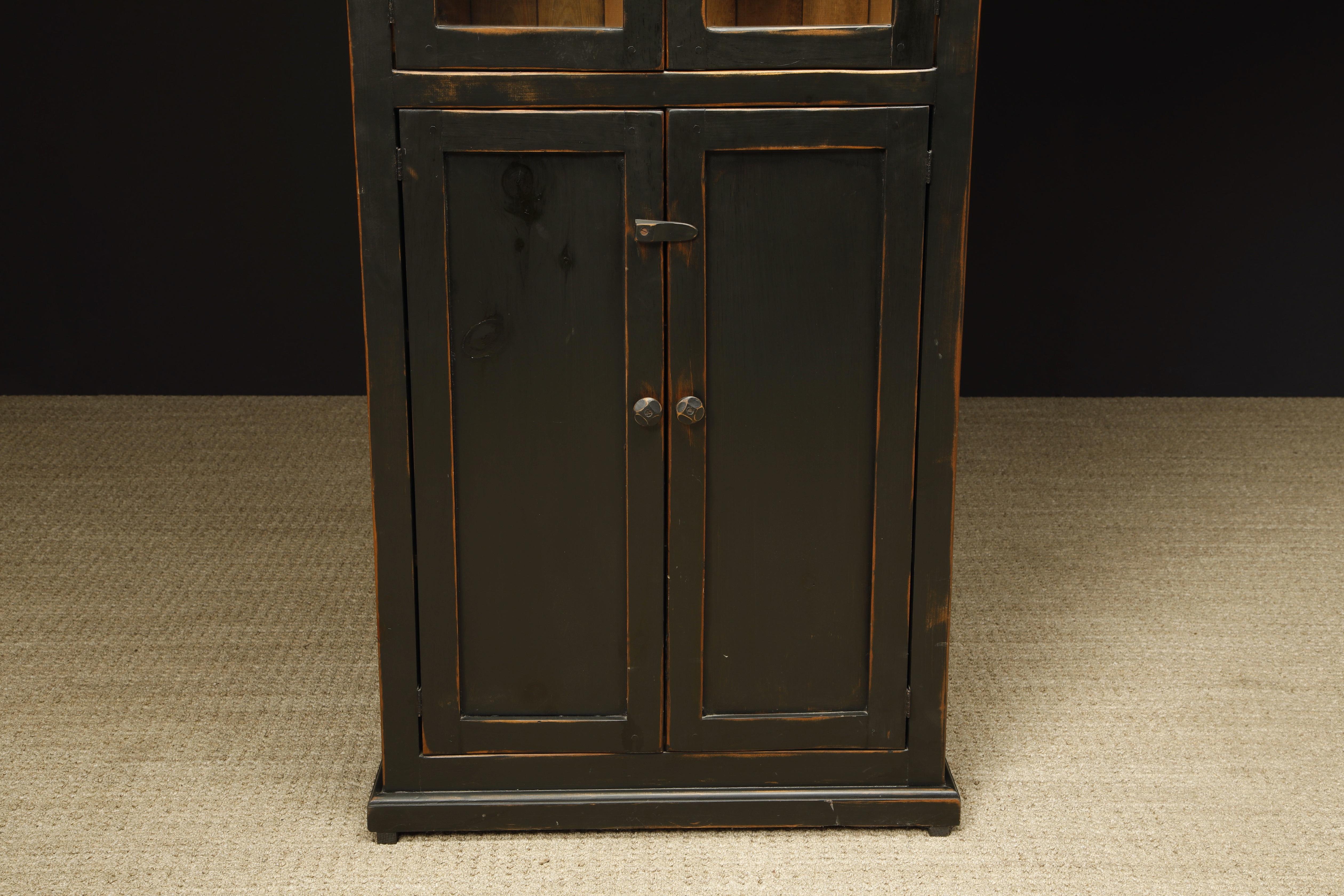 20th Century Rustic Painted Pine Cupboard Cabinet
